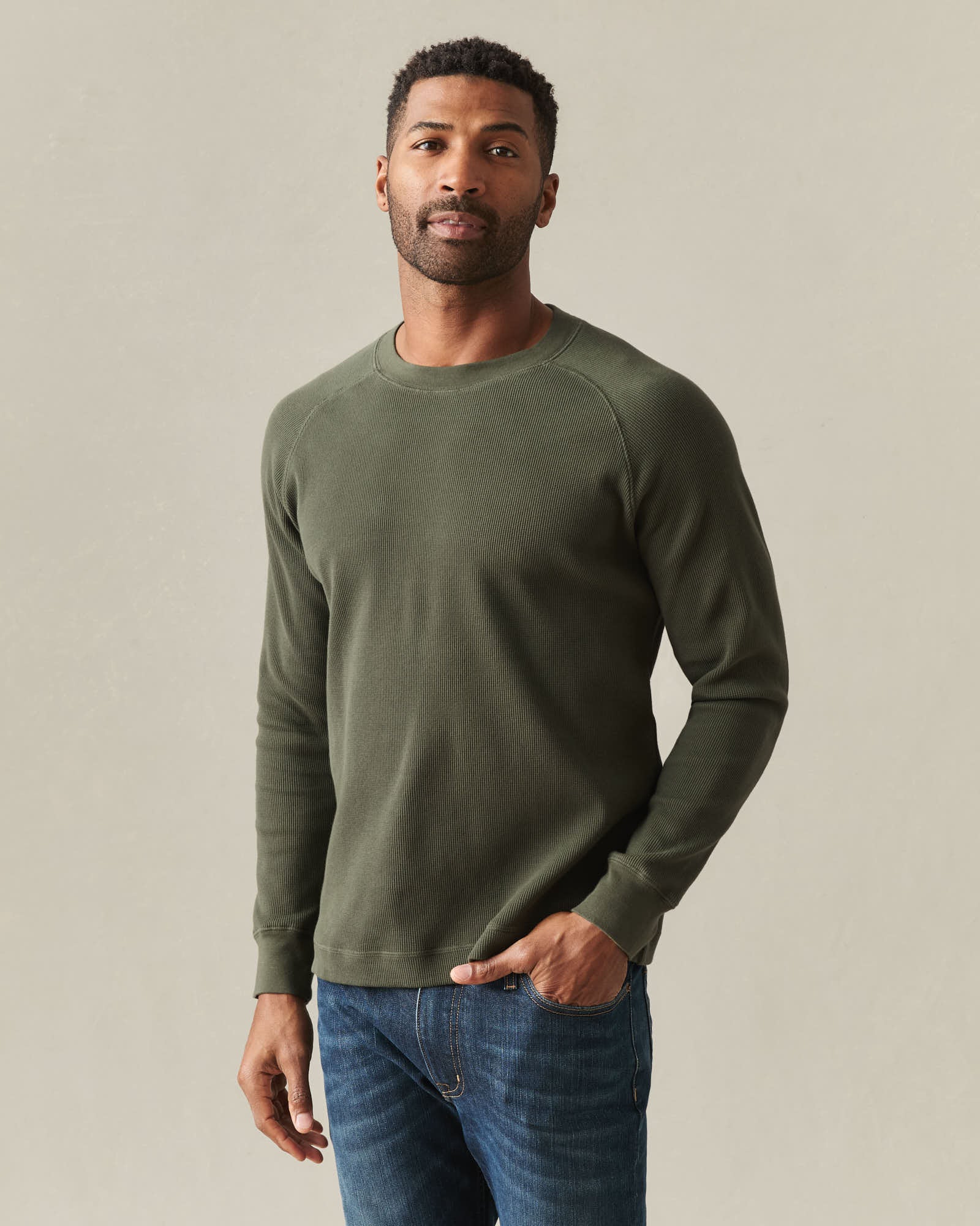Men's Thermal Long Sleeve Crew Tee - Loden - Image 2