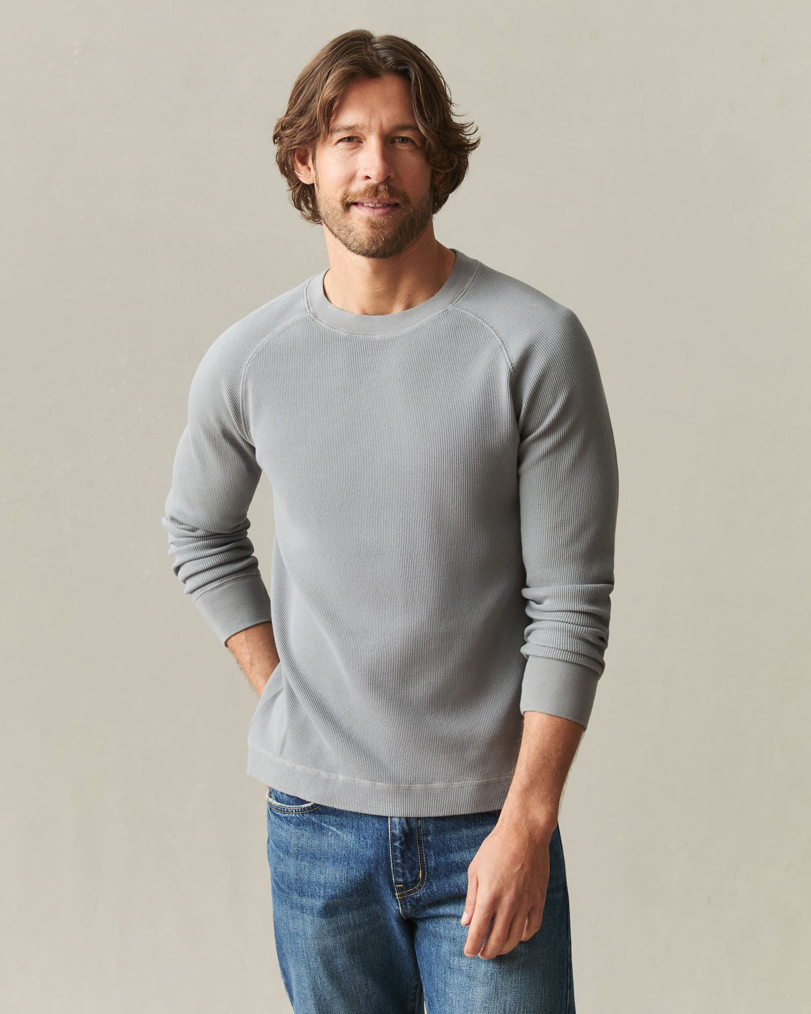 Men's Thermal Long Sleeve Crew Tee - Sharkskin - Image 2