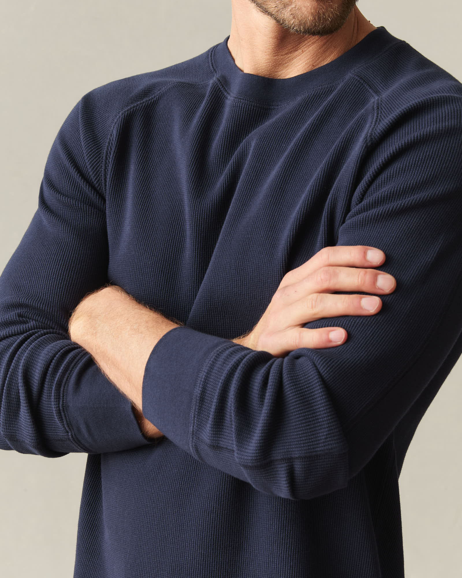 Men's Thermal Long Sleeve Crew Tee - True Navy - Image 4