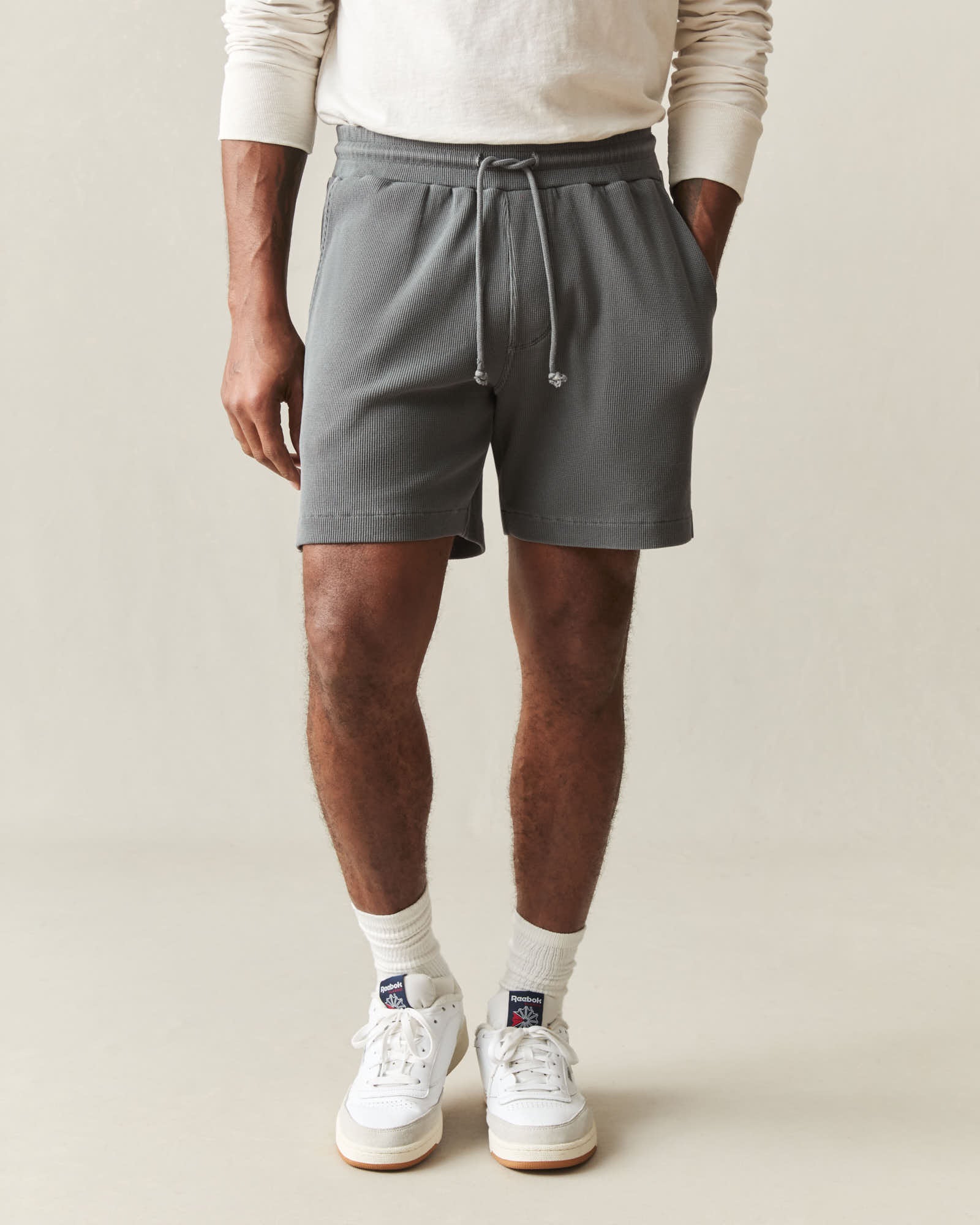 Men's Thermal Shorts - Grey Pinstripe - Image 2