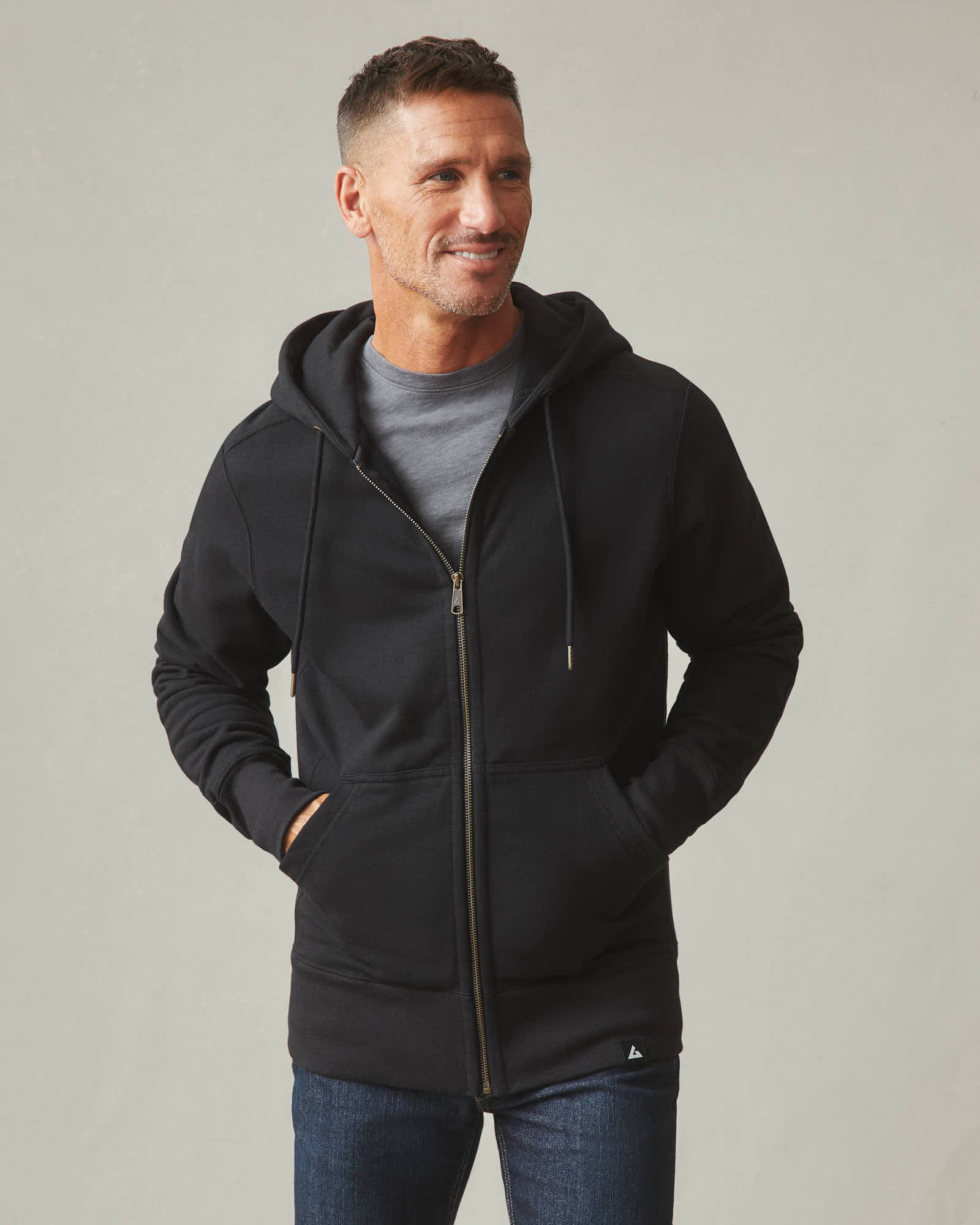 Men's Classic Full Zip USA Embroidery - Black - Image 4
