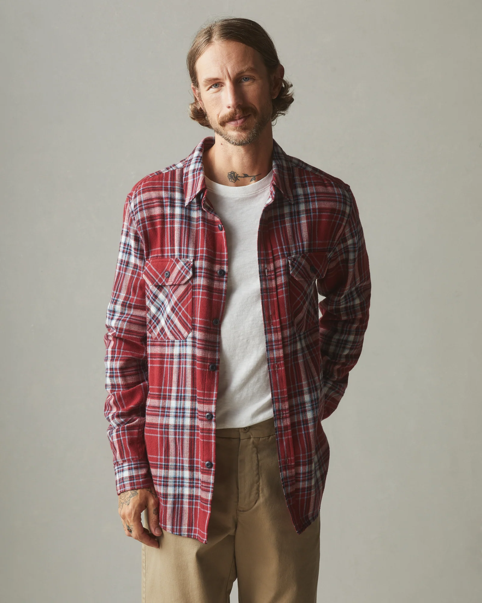Men's Vintage Flannel - Bonfire Red Plaid - Image 3