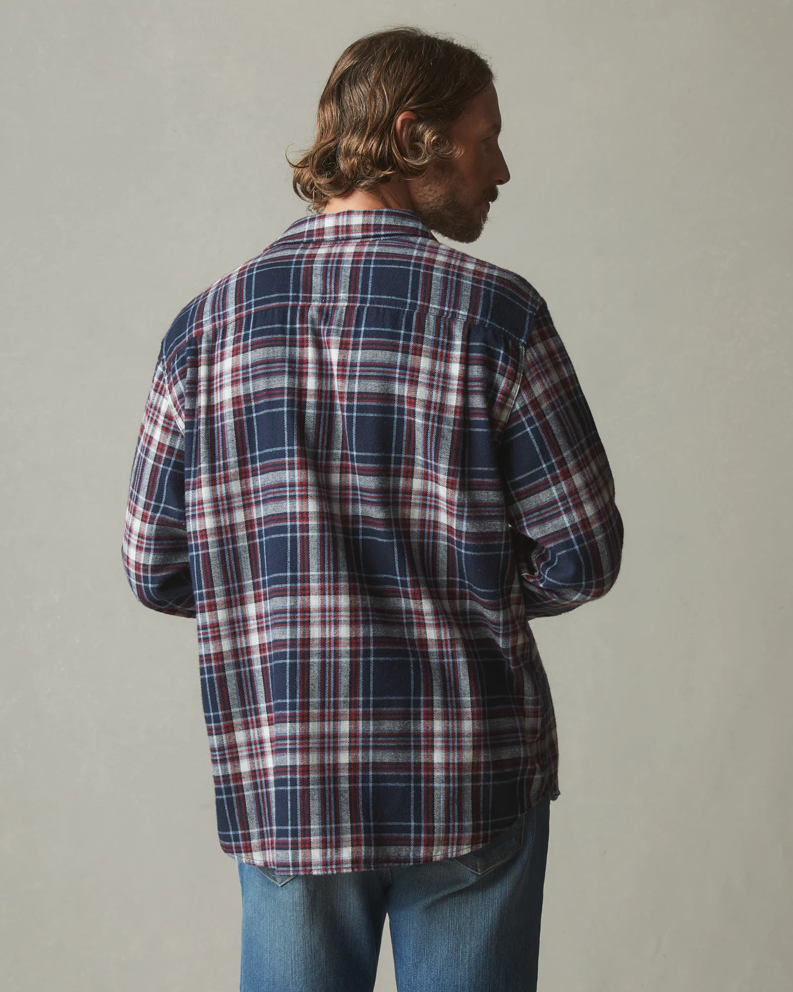 Men's Vintage Flannel - Dress Navy Plaid - Image 3