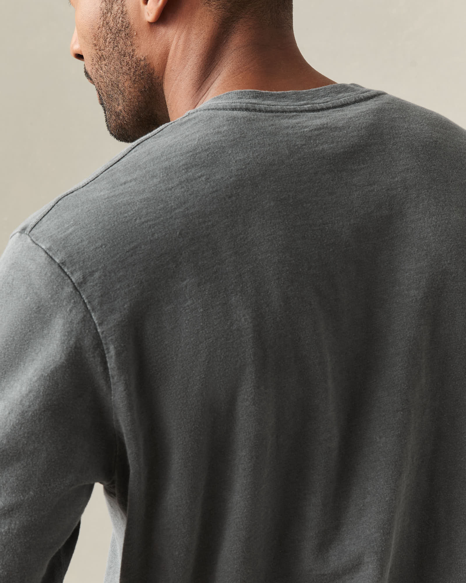 Men's Broken-In Premium Slub Long Sleeve Henley - Grey Pinstripe - Image 6