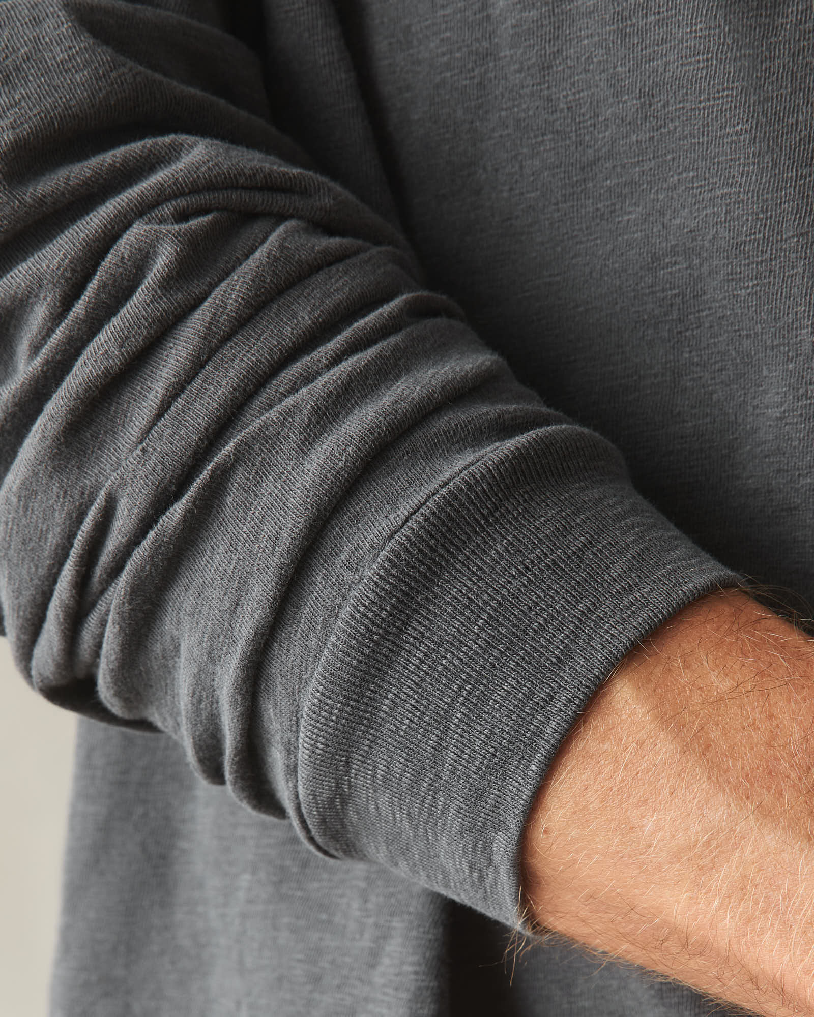 Men's Broken-In Premium Slub Long Sleeve Henley - Washed Black - Image 5