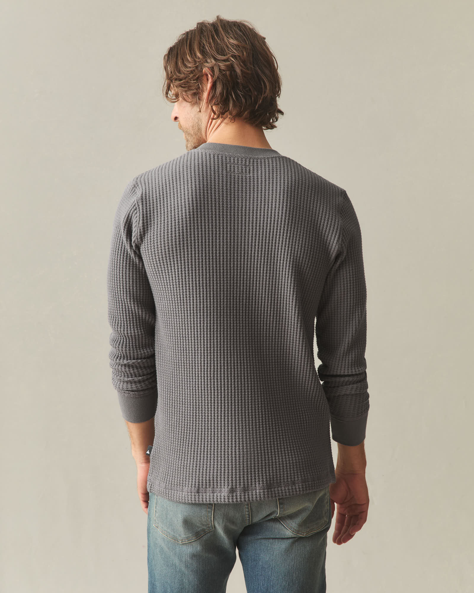 Men's Waffle Long Sleeve Henley - Thunderstorm - Image 4