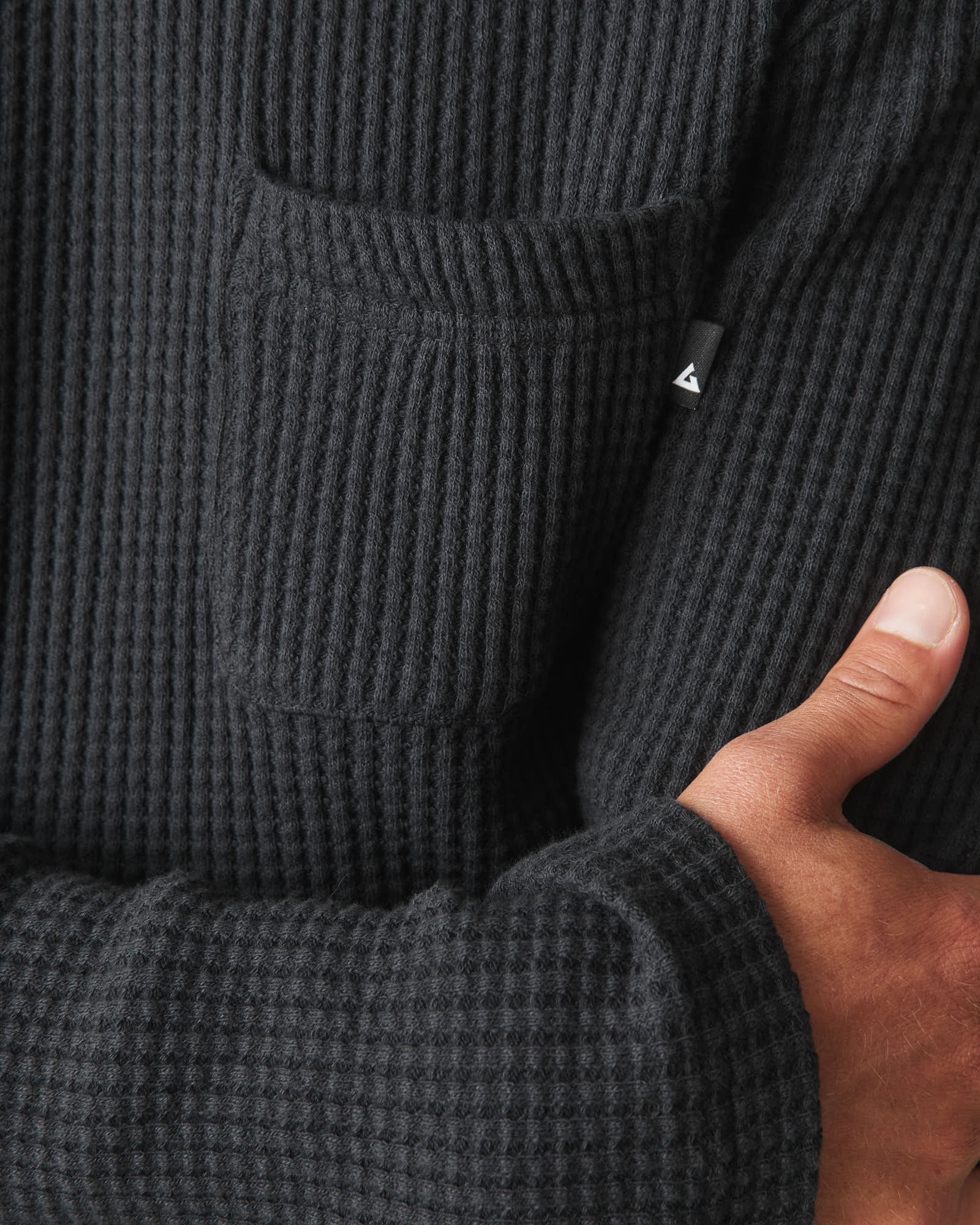 Men's Waffle Pocket Long Sleeve - Black - Image 5