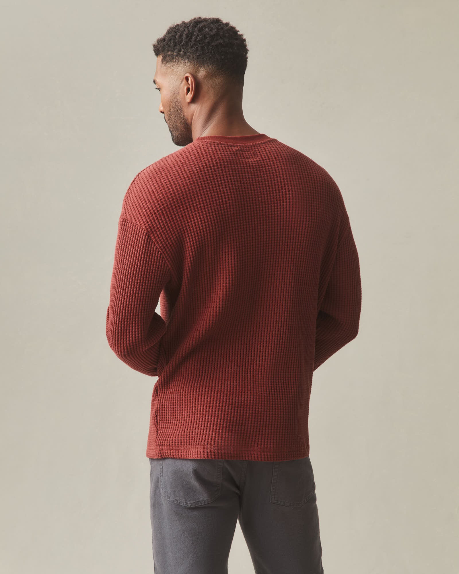 Men's Waffle Pocket Long Sleeve - Russet Brown - Image 4