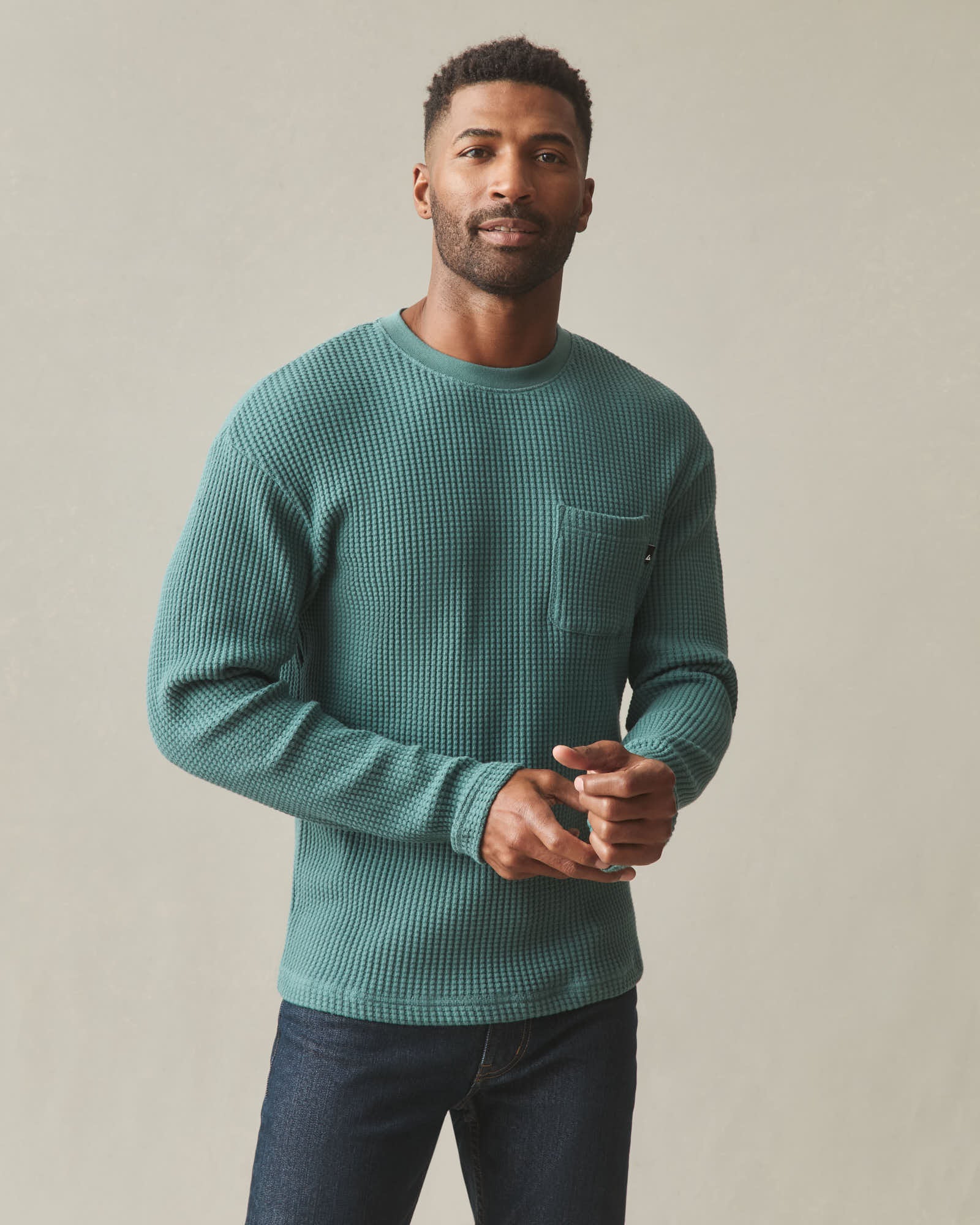 Men's Waffle Pocket Long Sleeve - Silver Pine - Image 2