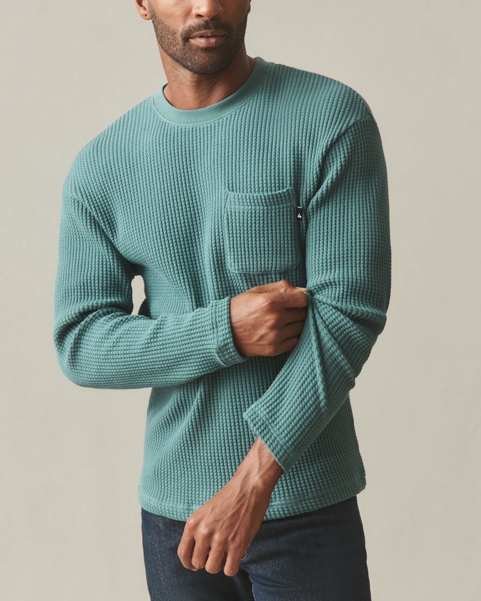 Men's Waffle Pocket Long Sleeve - Silver Pine - Image 5