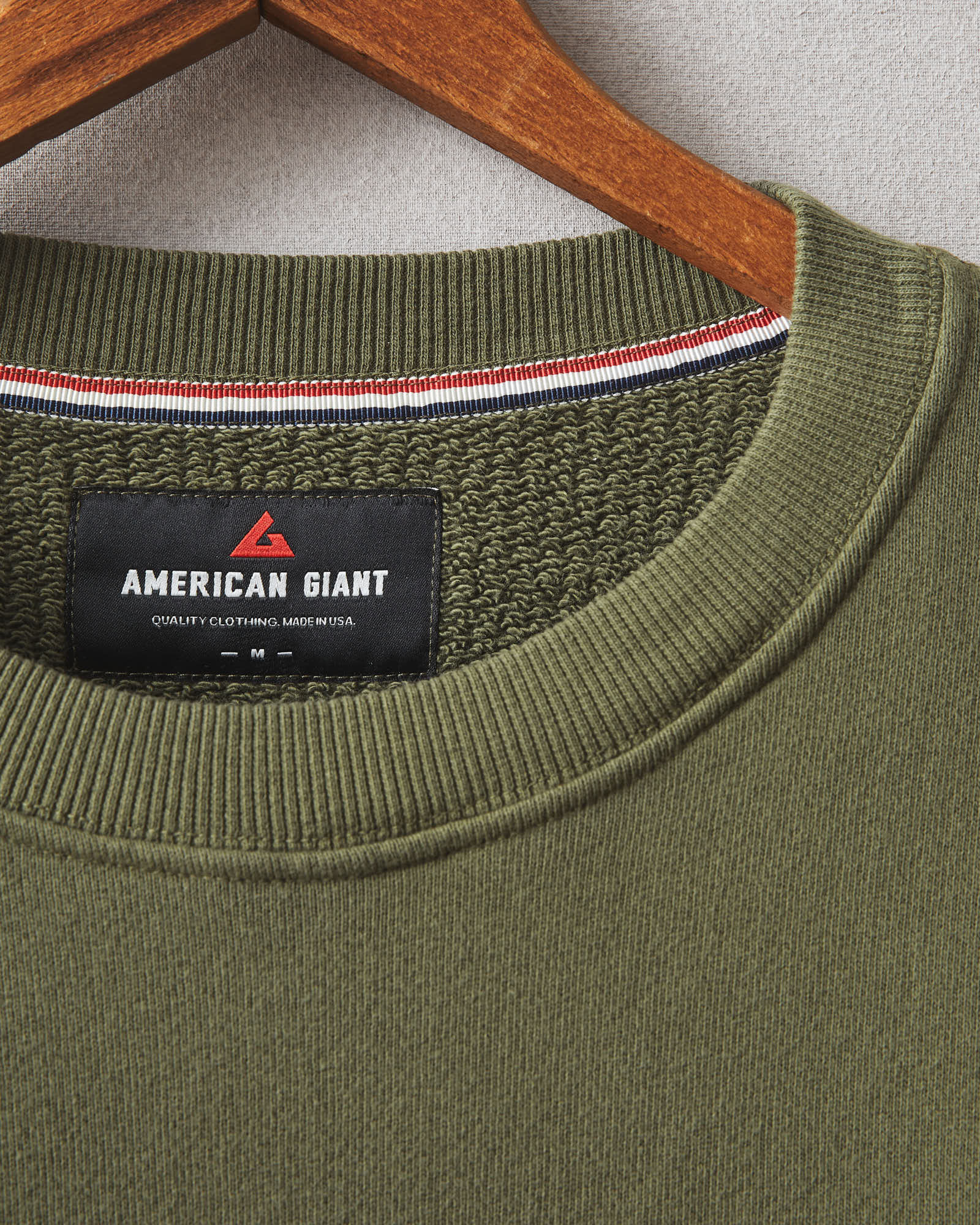 Unisex Relaxed French Terry USA Crew - Olive - Image 8