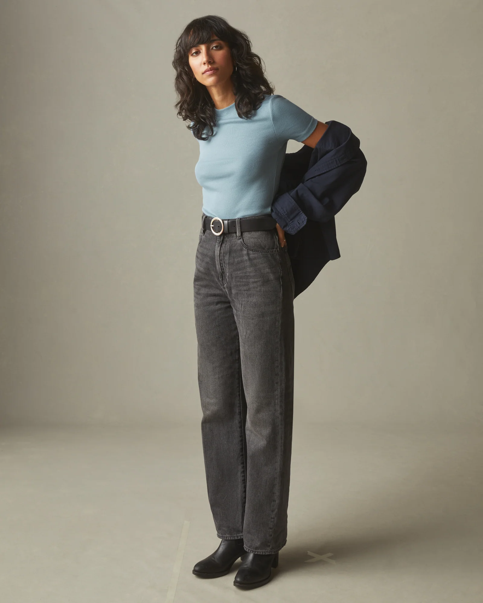 Women's Stretch Rib Crew Tee - Blue Stream - Image 4