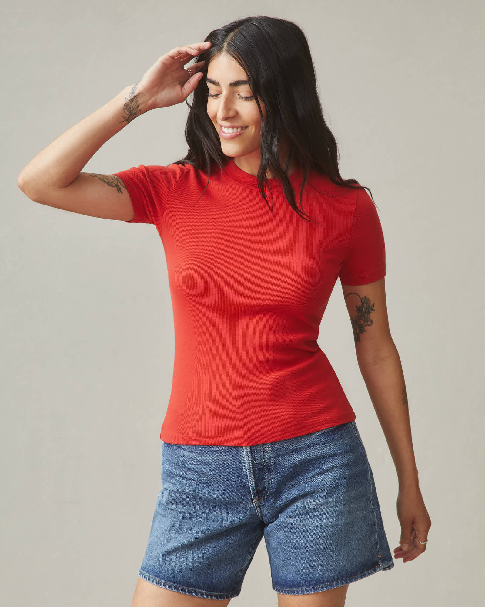 Women's Luxe Rib Crew Tee - Crimson - Image 3