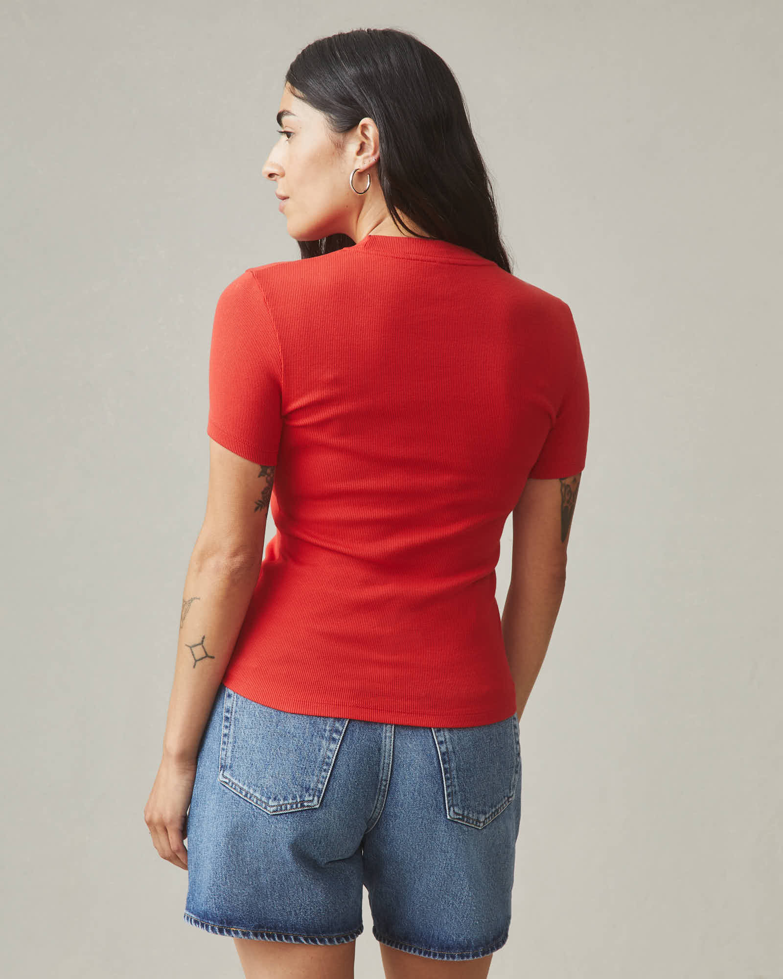 Women's Luxe Rib Crew Tee - Crimson - Image 5
