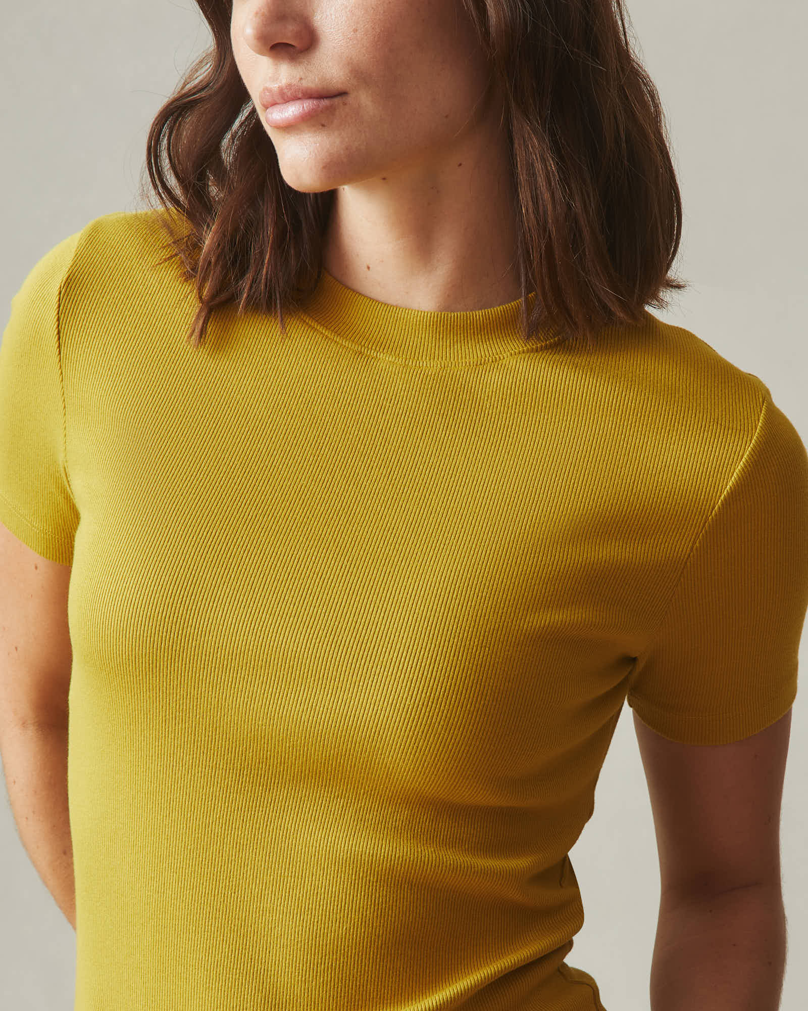 Women's Luxe Rib Crew Tee - Golden Palm - Image 3