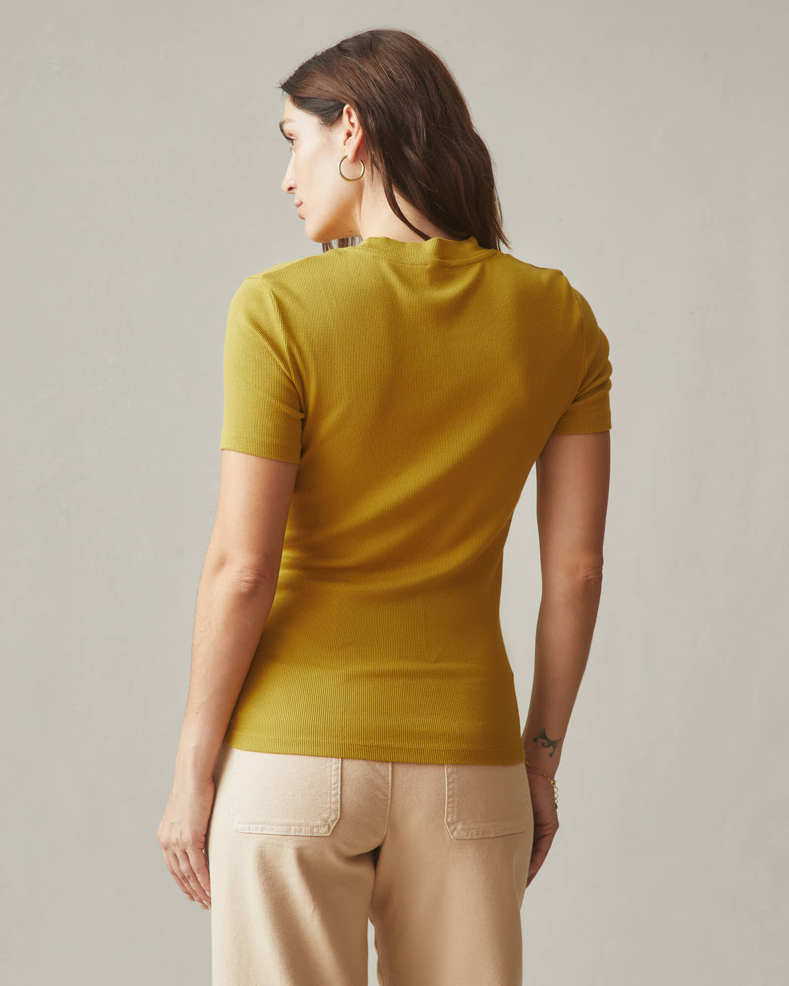 Women's Luxe Rib Crew Tee - Golden Palm - Image 4