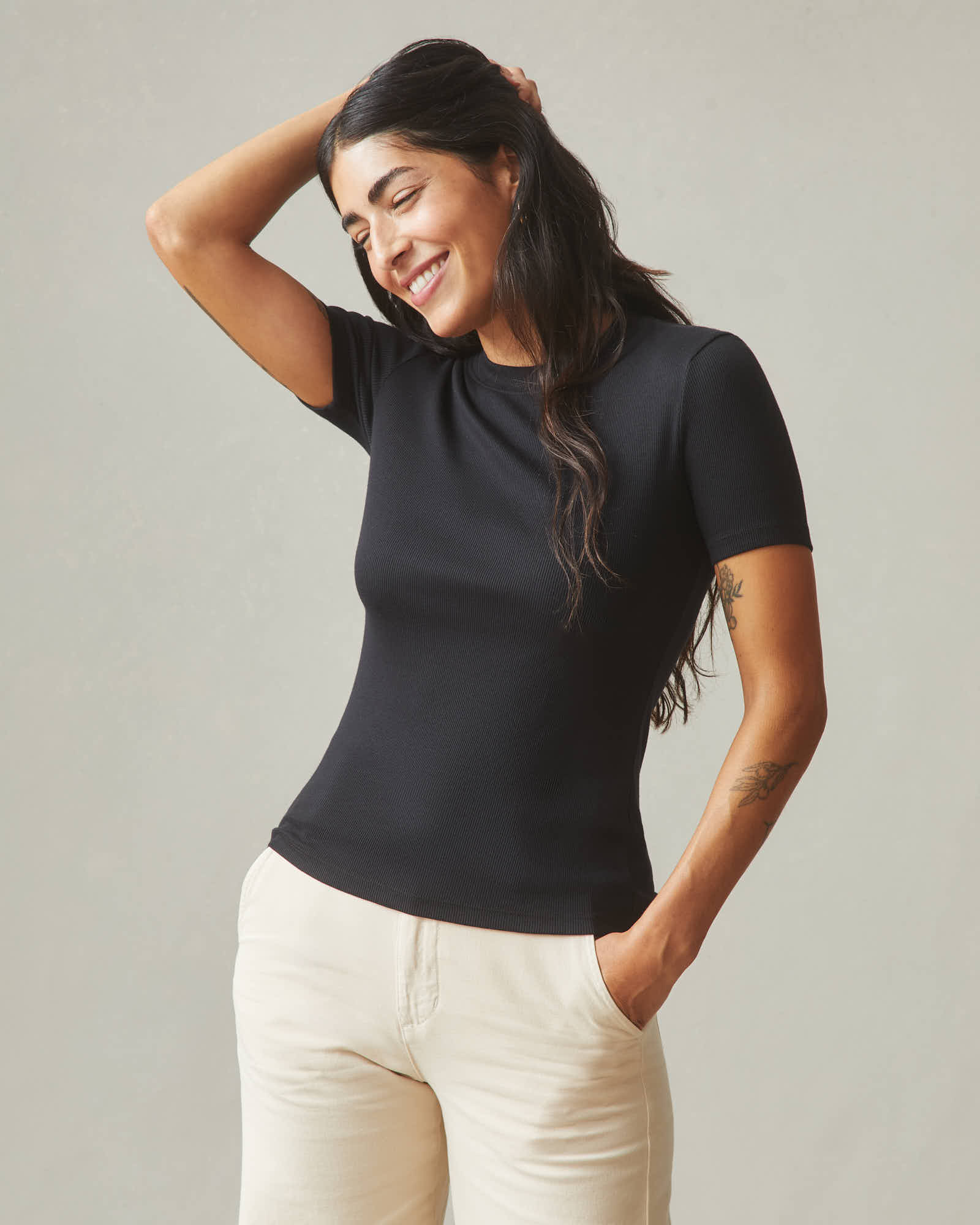 Women's Luxe Rib Crew Tee - Meteorite - Image 2