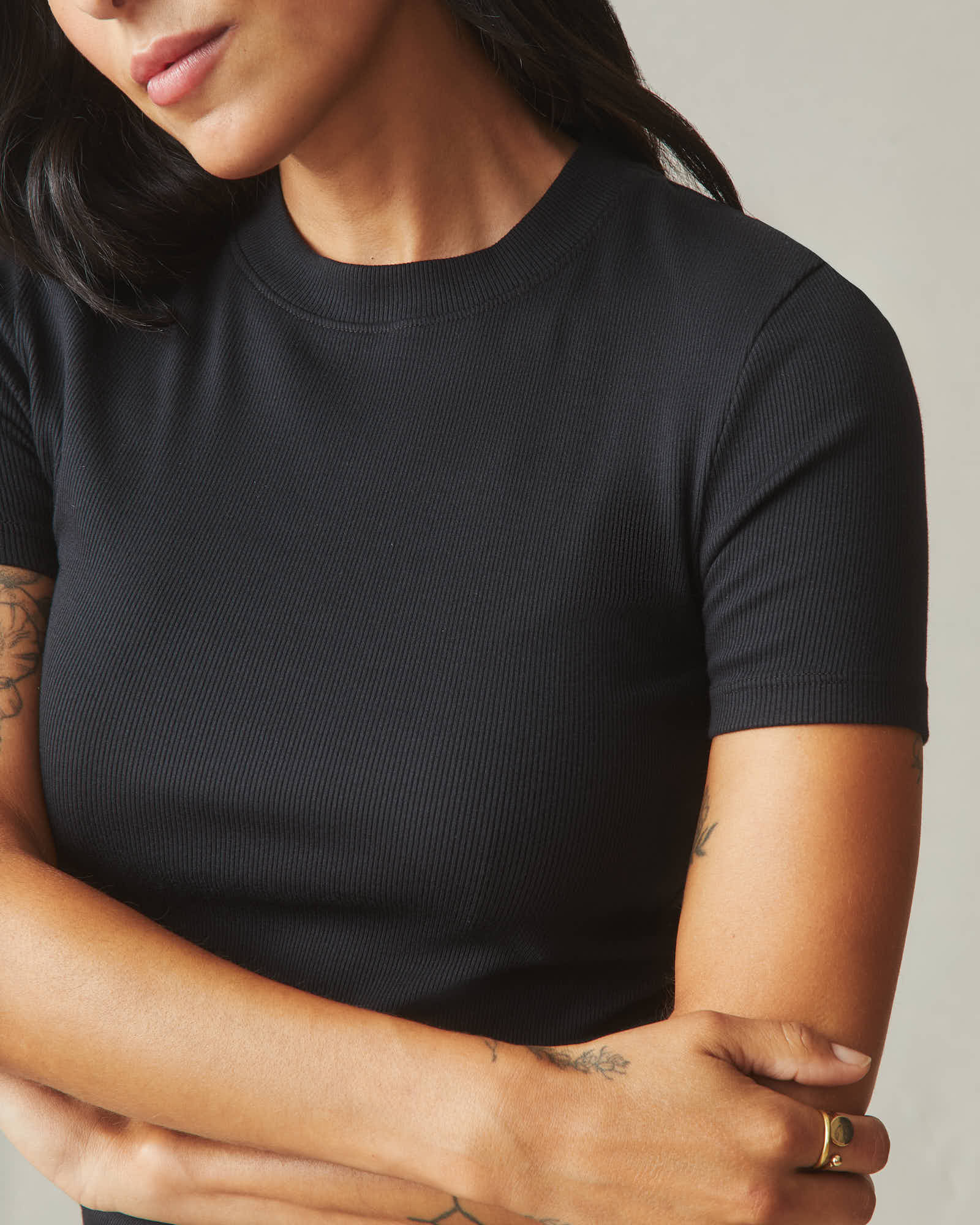 Women's Luxe Rib Crew Tee - Meteorite - Image 4