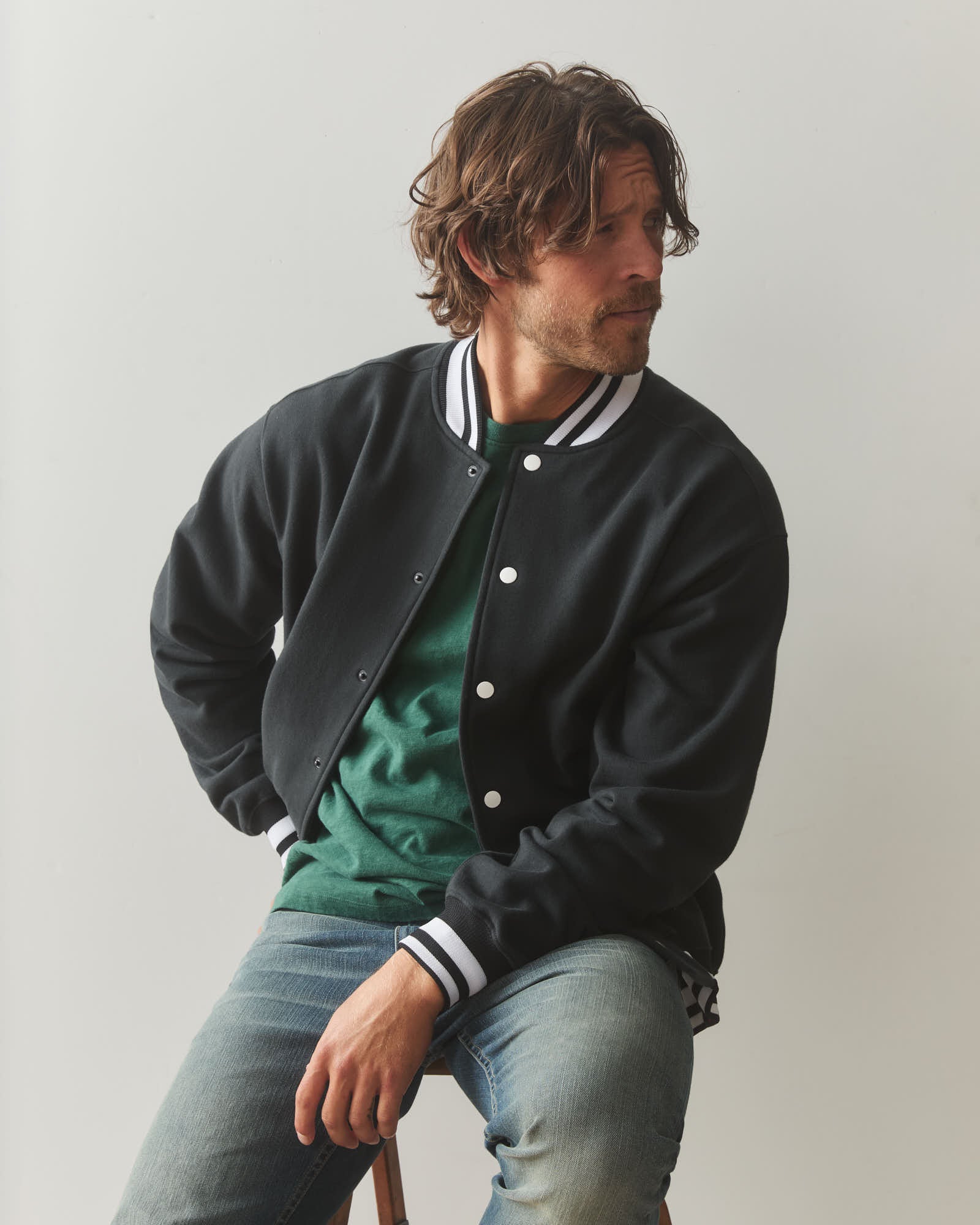 Unisex Lettermen Jacket - Black - Image 4