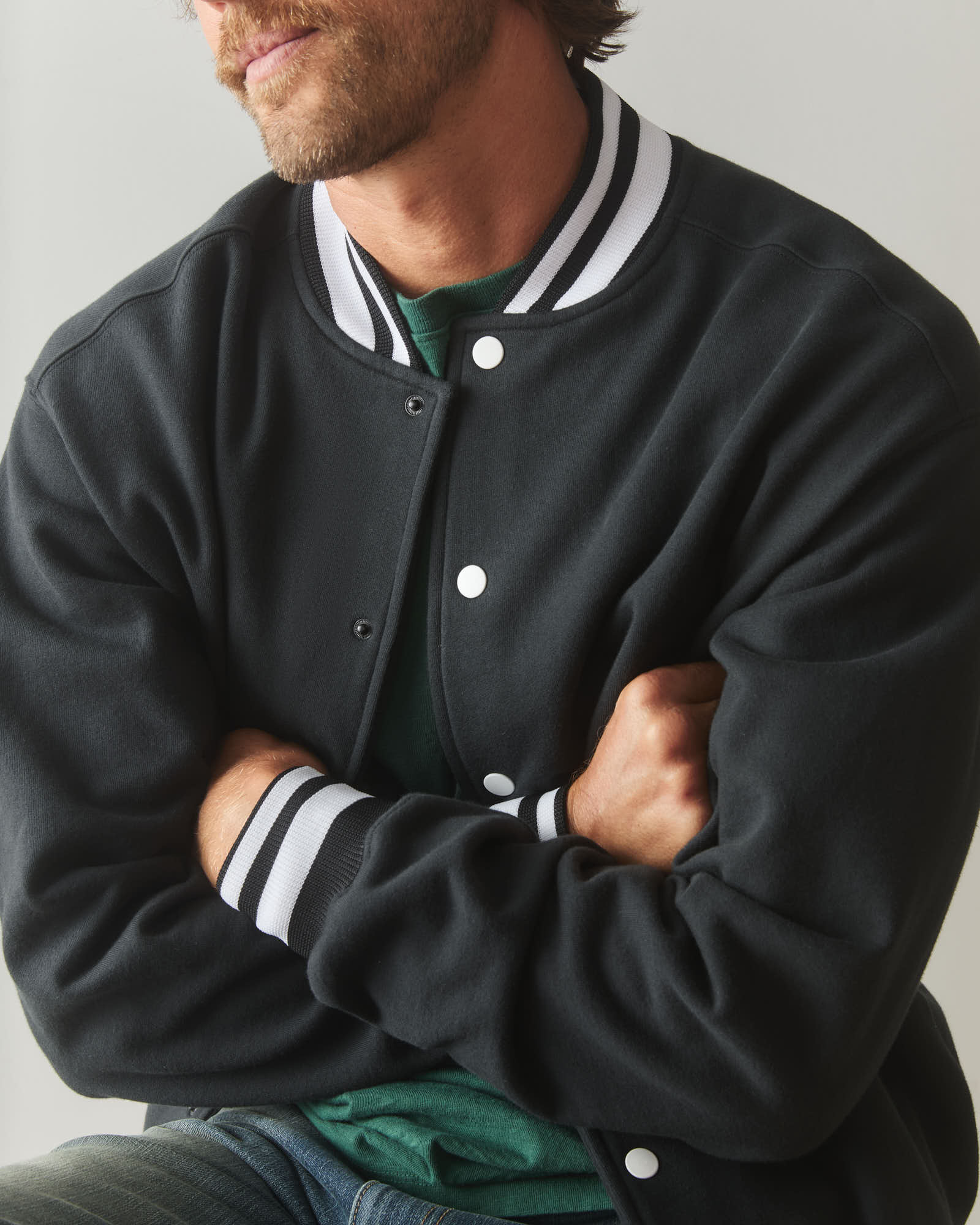 Unisex Lettermen Jacket - Black - Image 6