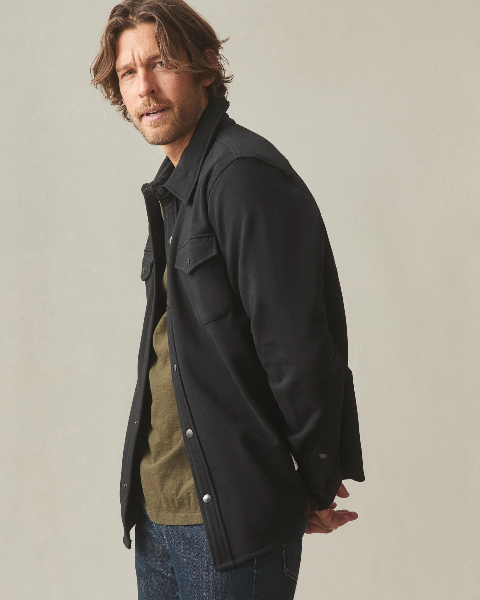 Unisex Redwood Fleece Overshirt - Black - Image 4