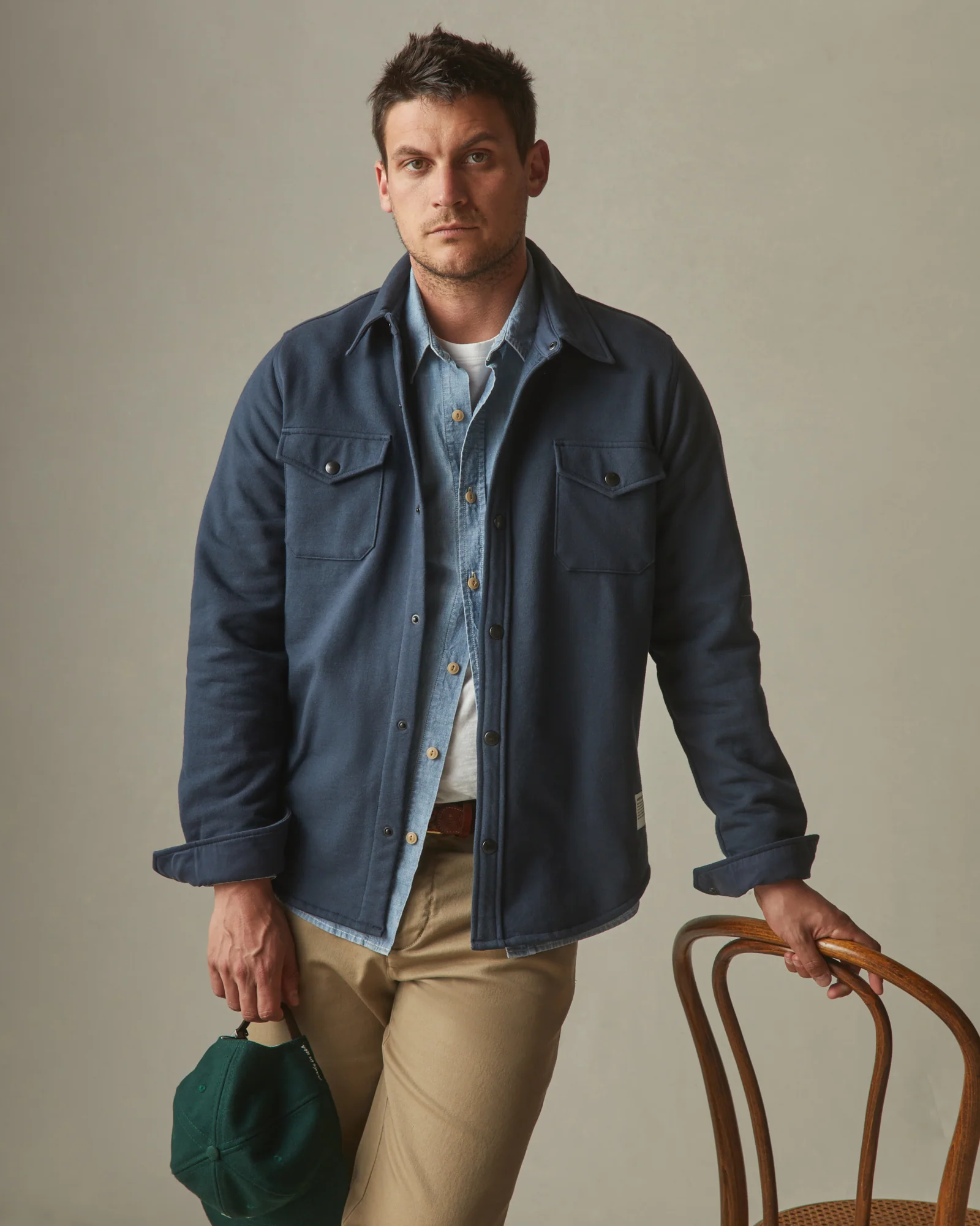 Unisex Redwood Fleece Overshirt - Heritage Navy - Image 7