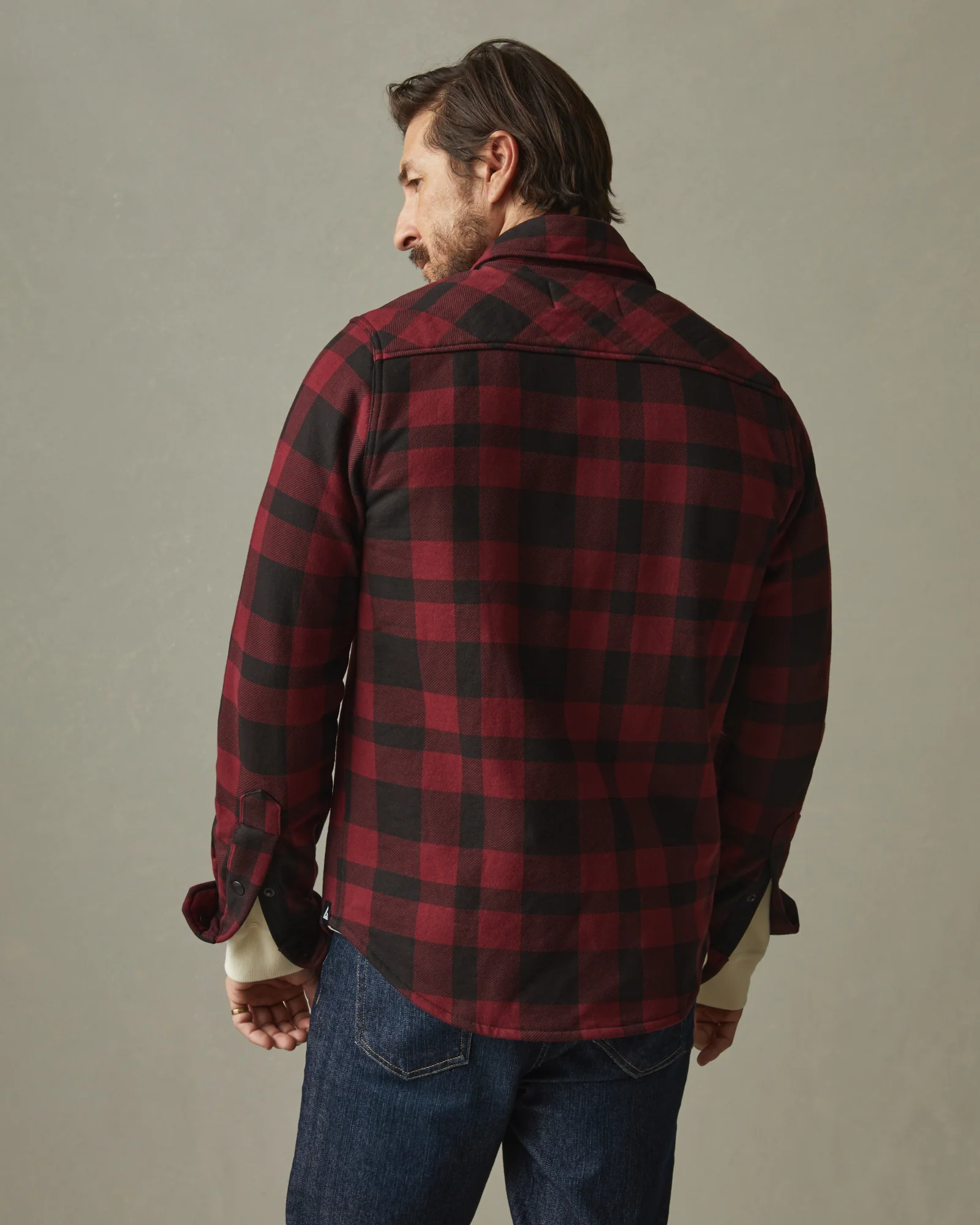 Unisex Redwood Fleece Overshirt - Oxblood Plaid - Image 4