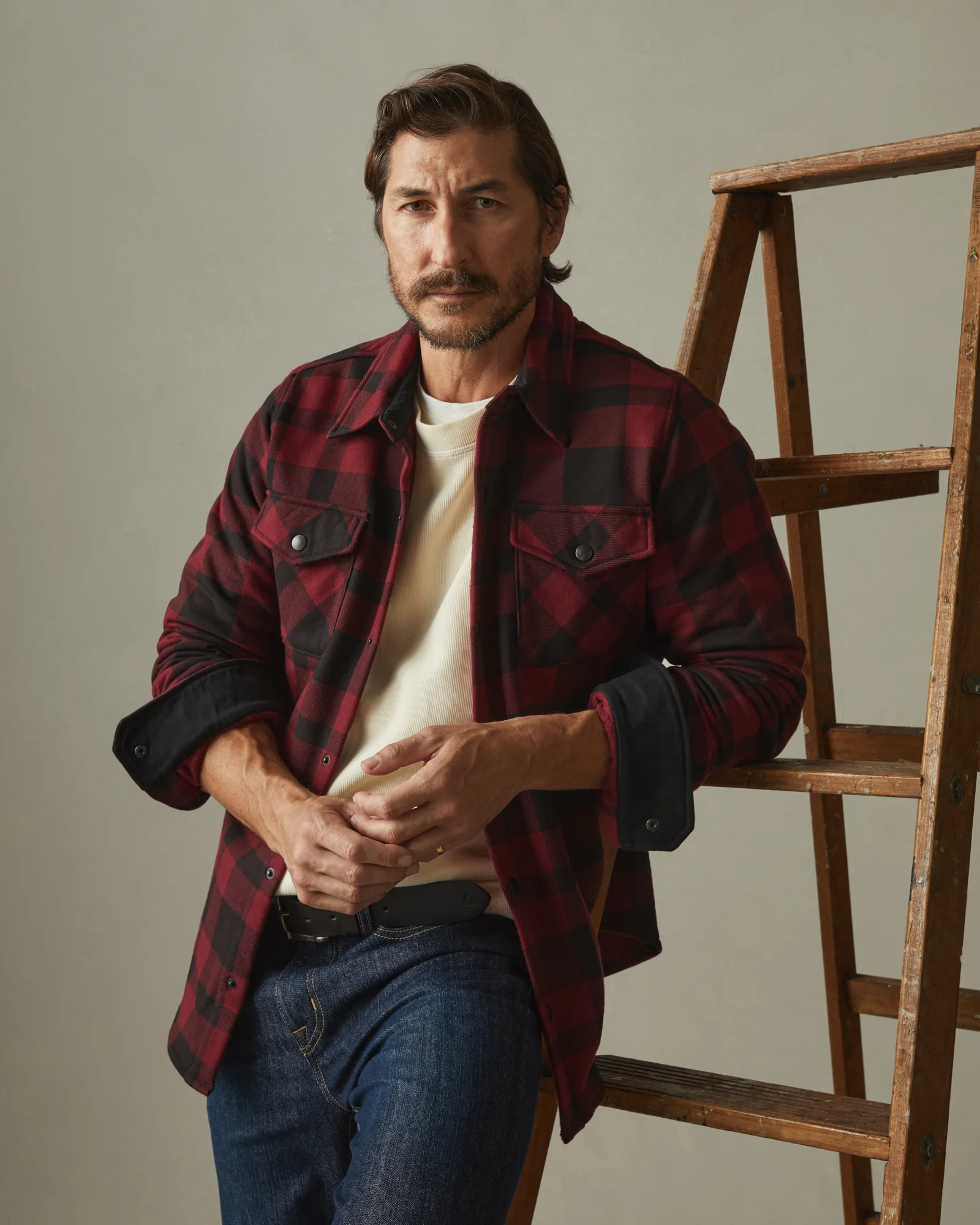 Unisex Redwood Fleece Overshirt - Oxblood Plaid - Image 5
