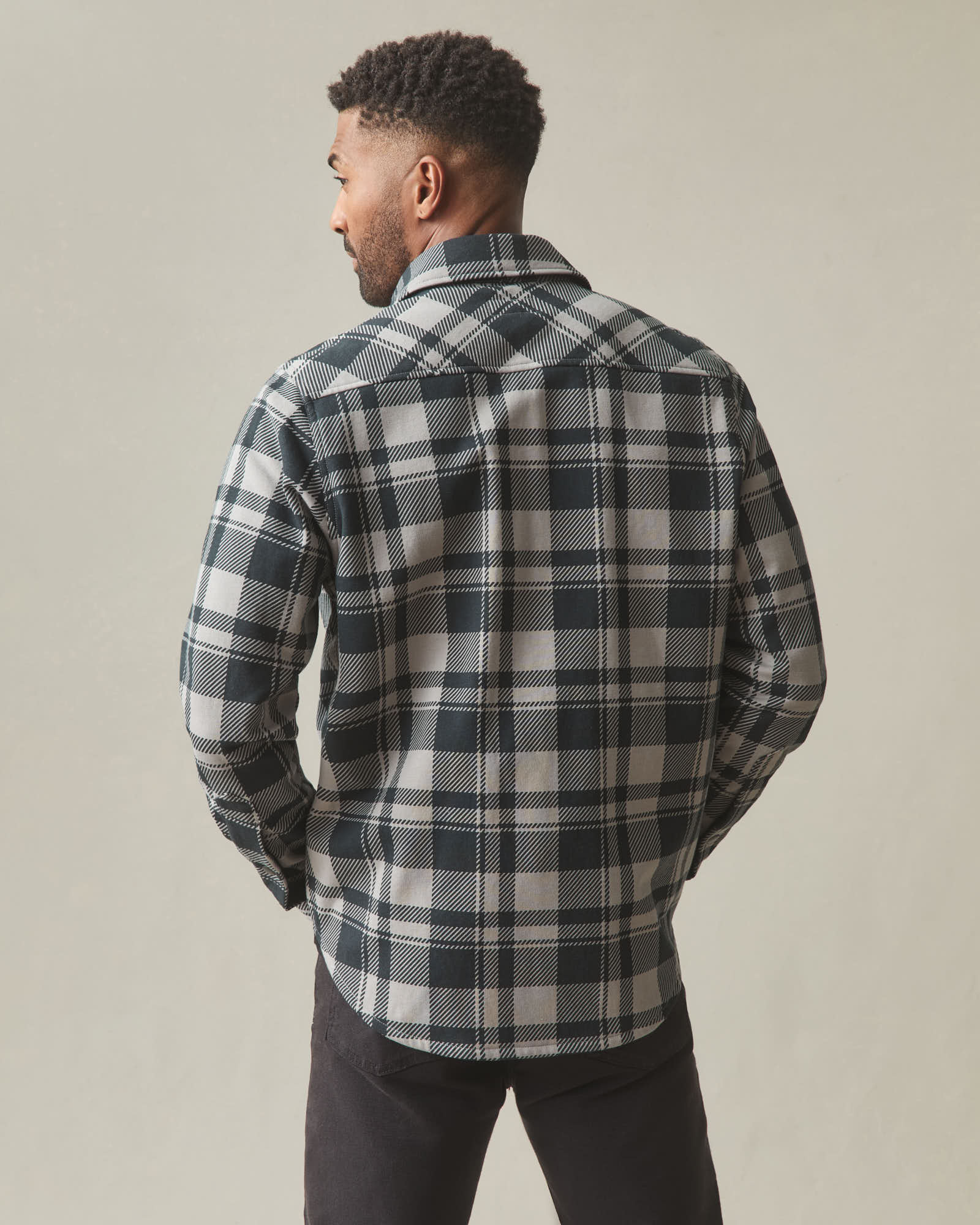 Unisex Redwood Fleece Overshirt - Silent Storm Plaid - Image 4