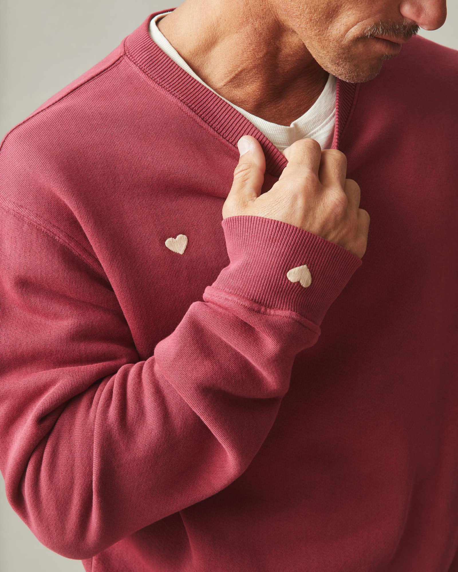 Unisex Relaxed French Terry Crew Sweatshirt - Valentine's Day - Bonfire Red - Image 3