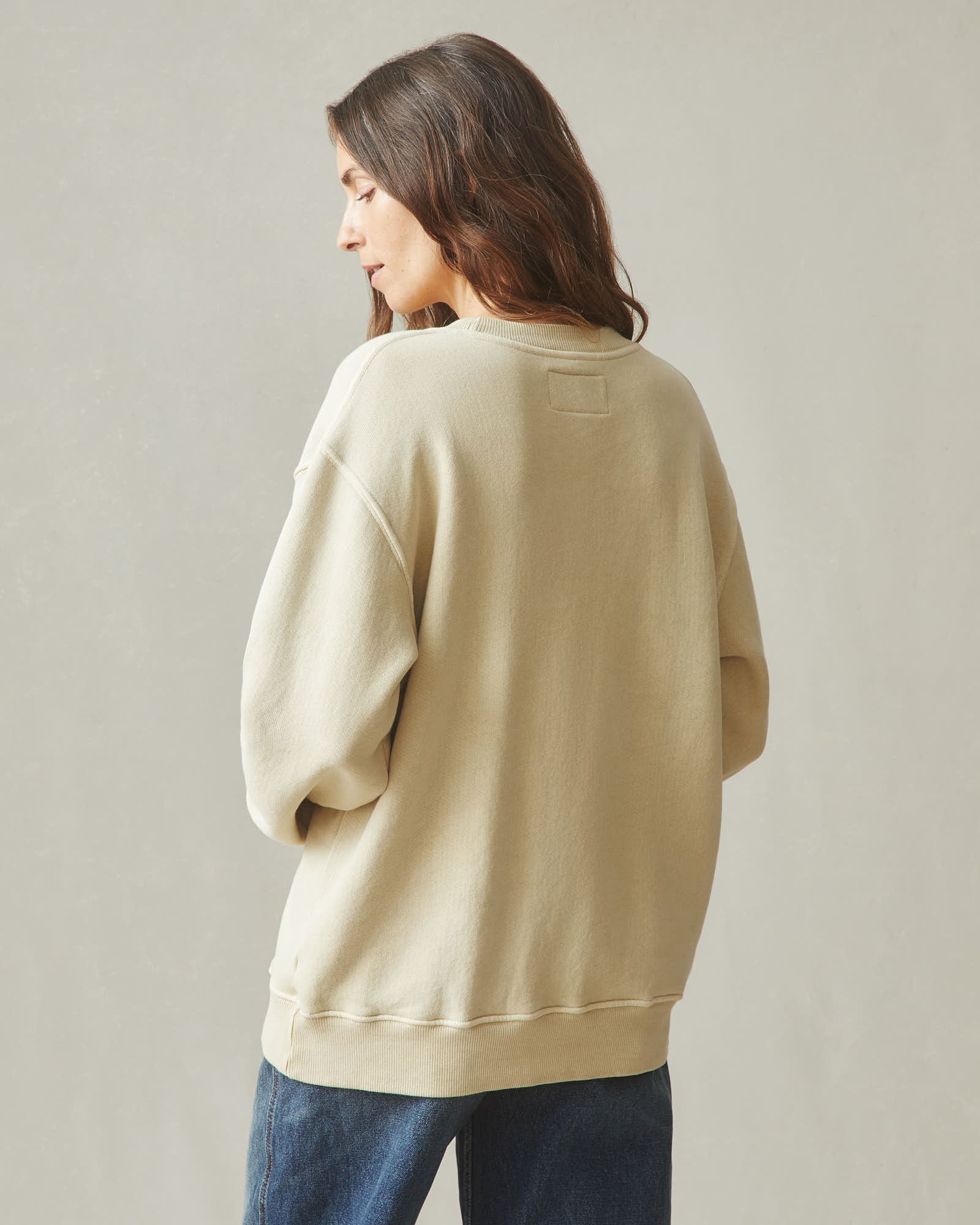 Unisex Relaxed French Terry Crew Sweatshirt - Valentine's Day - Pale Khakhi - Image 6