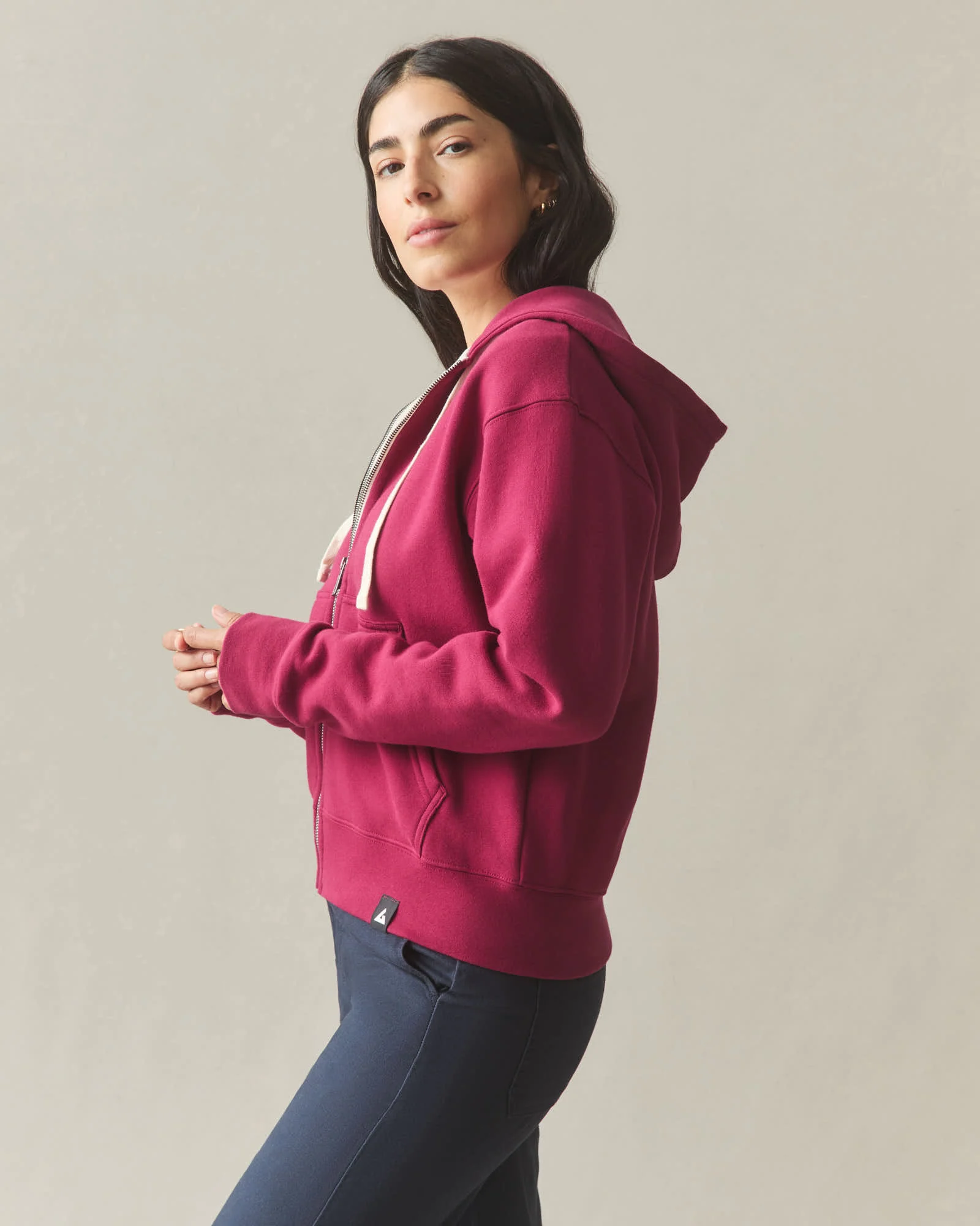 Women's Midweight Full Zip - Beet Red - Image 4