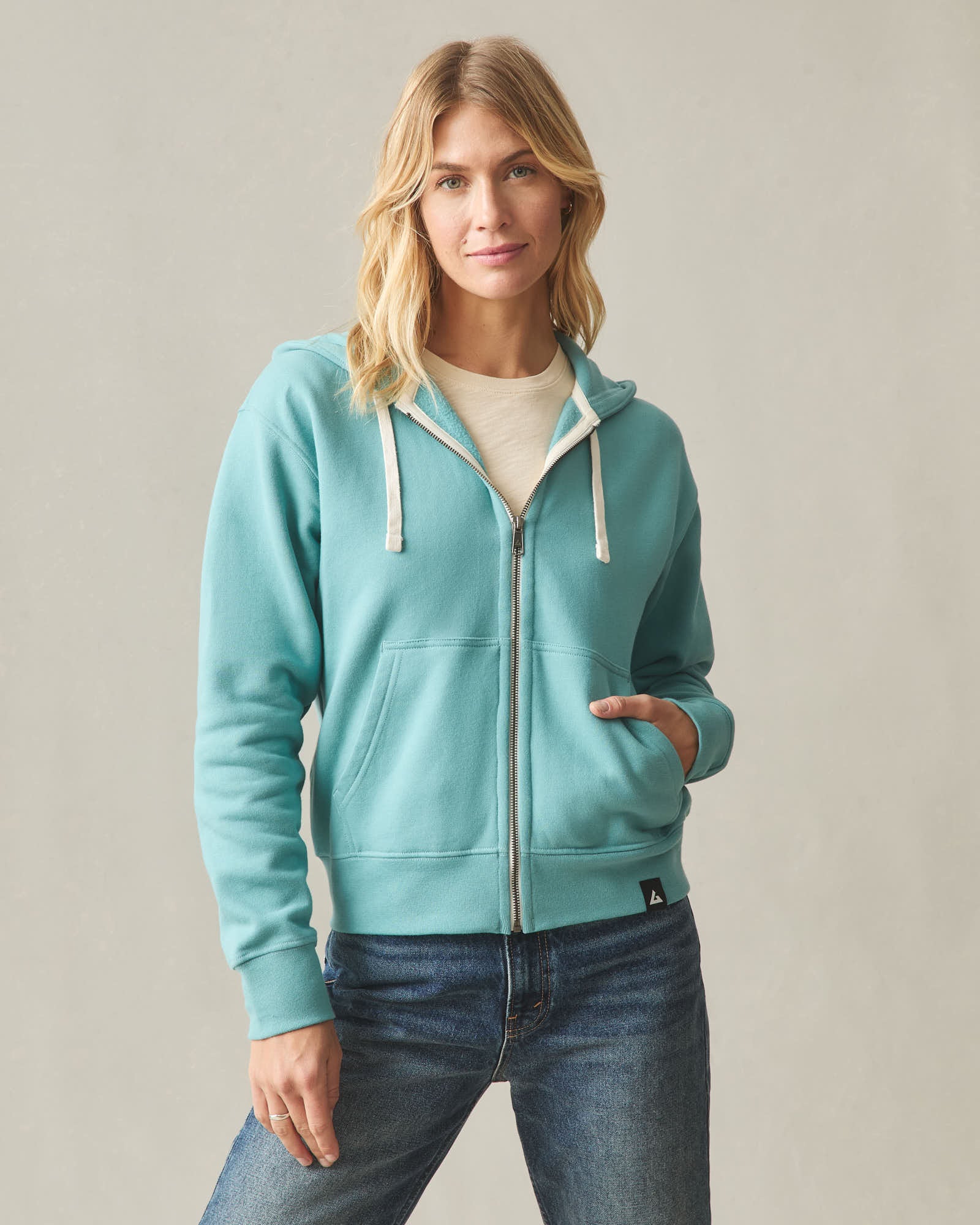 Women's Midweight Full Zip - Teal - Image 3