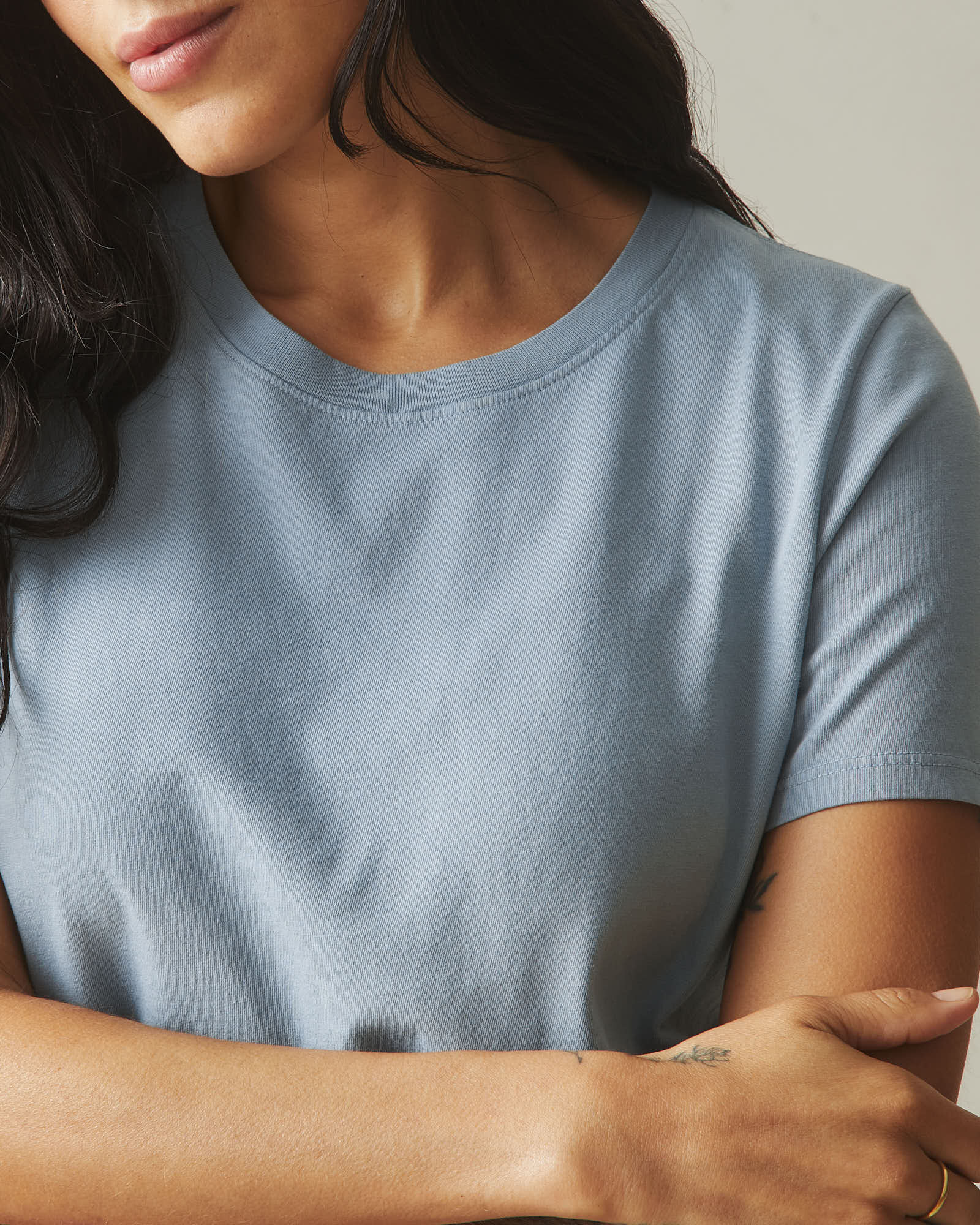 Women's Classic Cotton Crew Tee - Blue Stream - Image 2