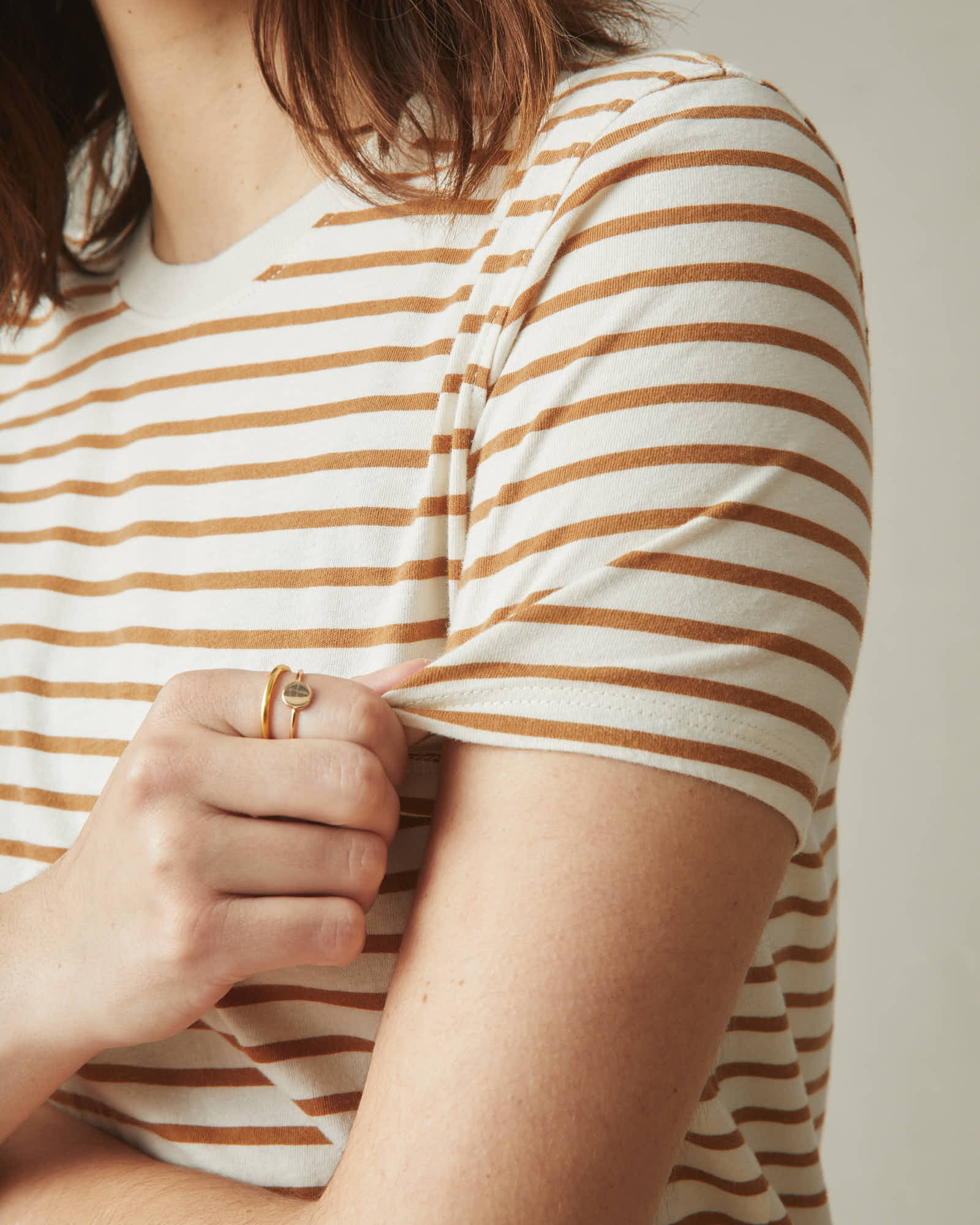 Women's Standard Crew Tee - Striped - Cashew Stripe - Image 4
