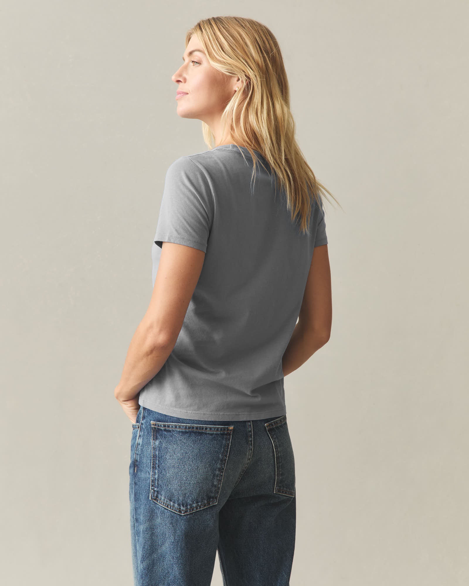 Women's Classic Cotton Crew Tee - Drizzle - Image 2