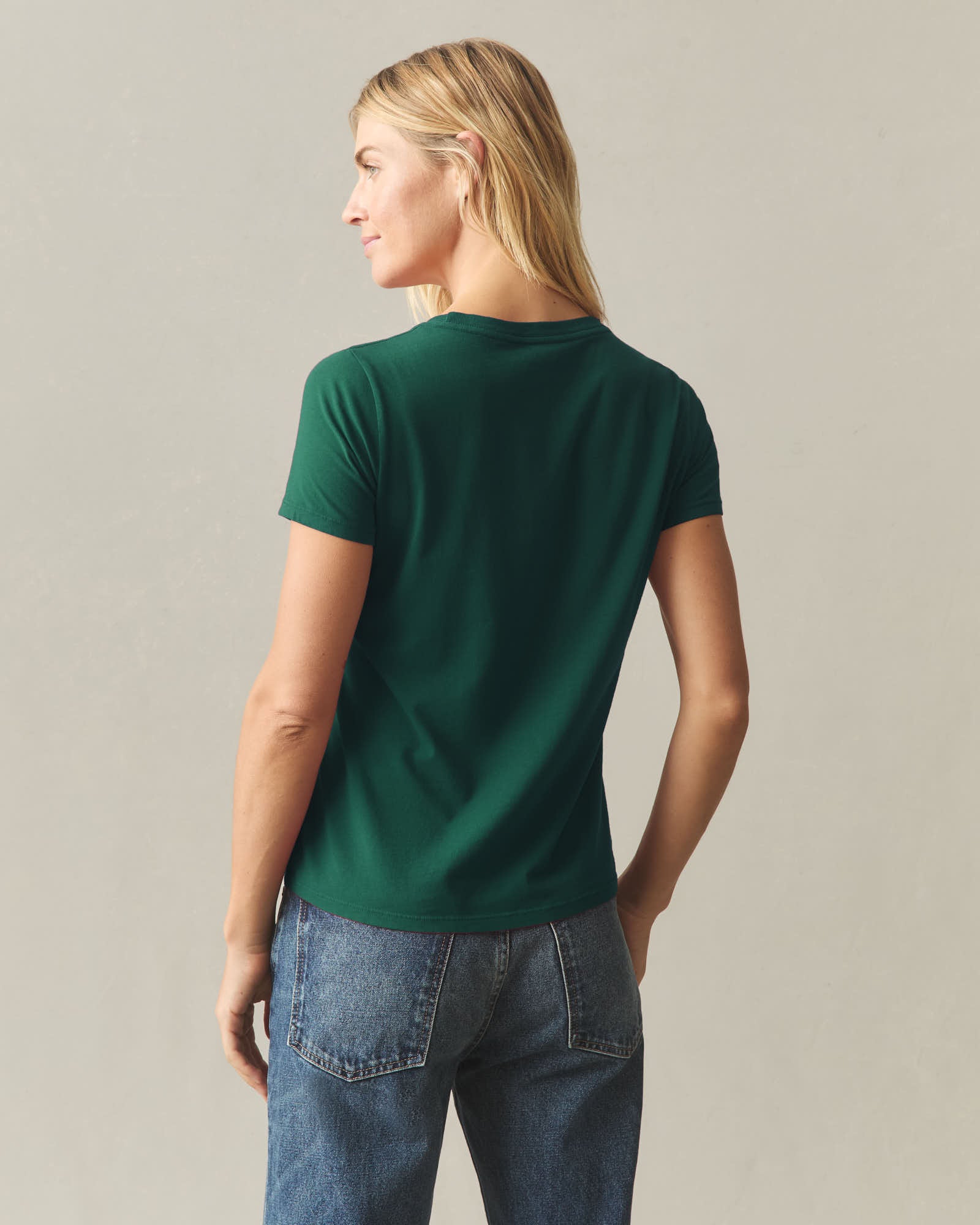 Women's Classic Cotton Crew Tee - Evergreen - Image 2