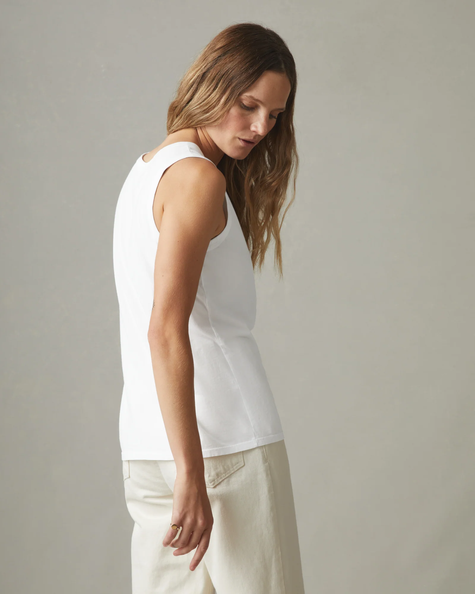 Women's Classic Cotton Muscle Tank - White - Image 3
