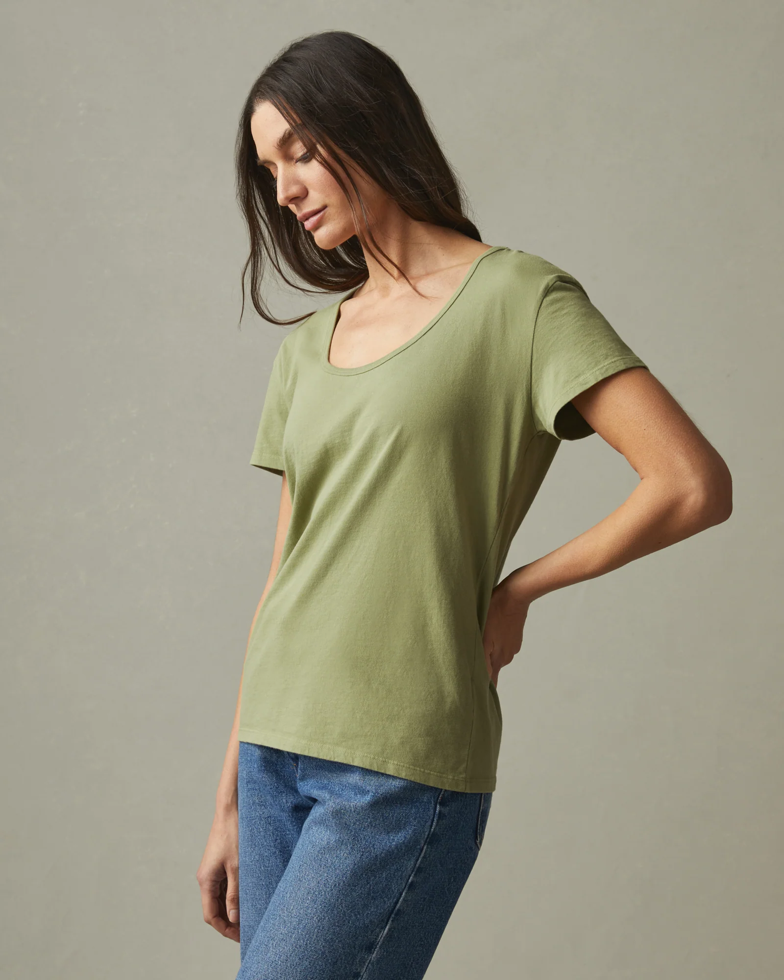 Women's Classic Cotton Scoop Tee - Pale Sage - Image 2