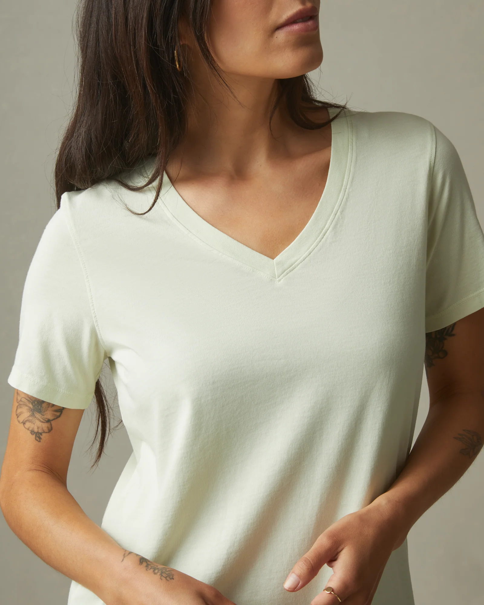 Women's Classic Cotton V-Neck Tee - Aloe Wash - Image 3