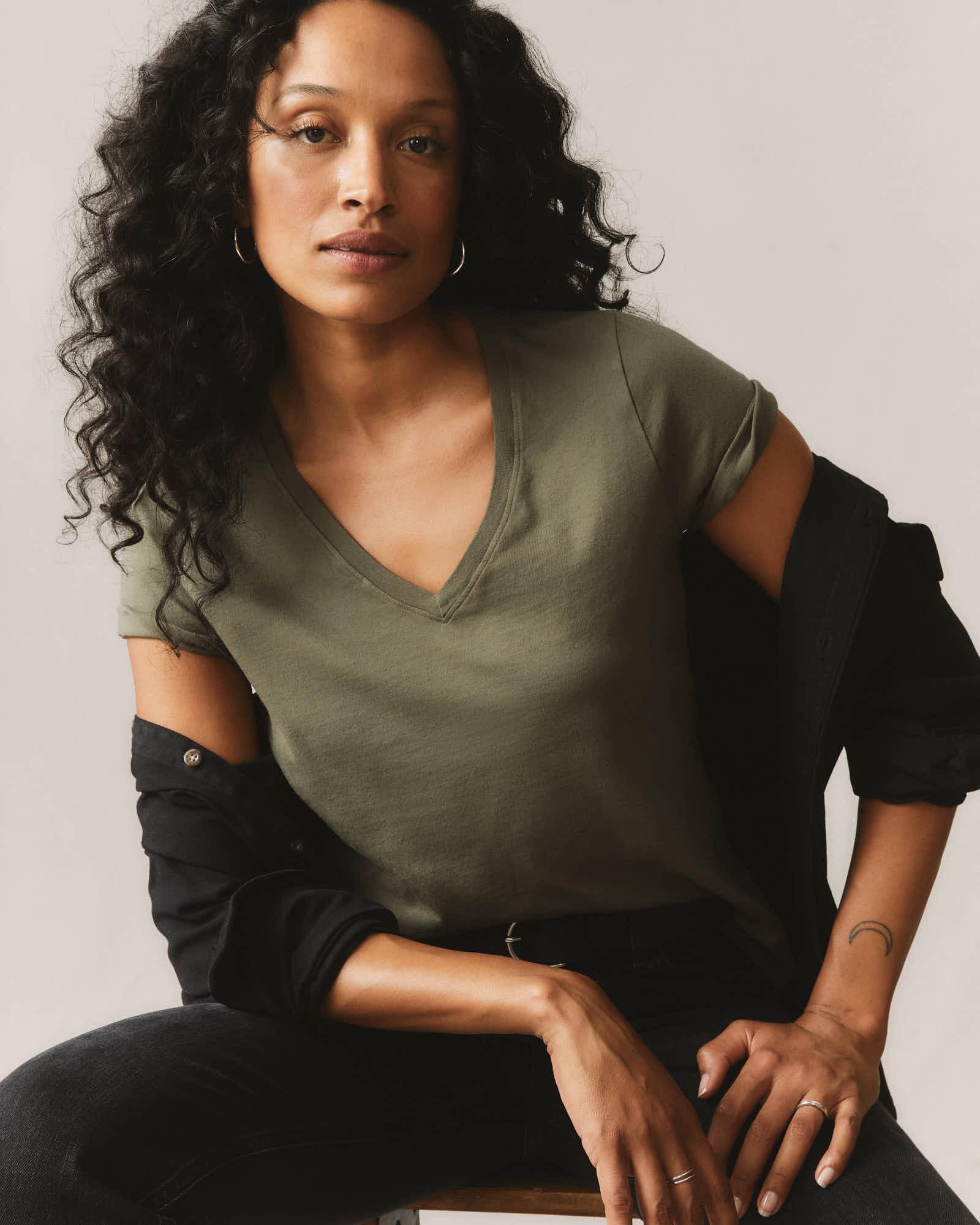 Women's Classic Cotton V-Neck Tee - Artichoke - Image 5
