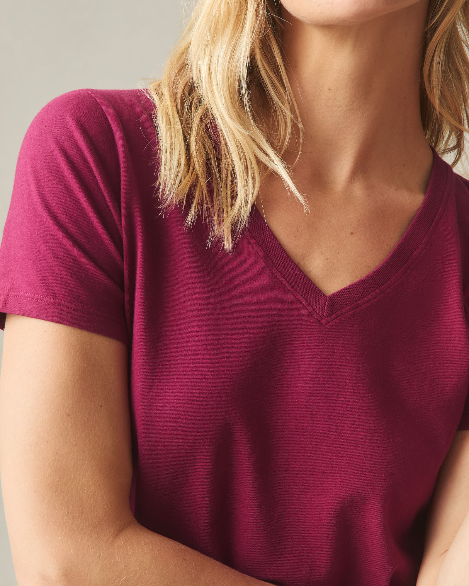Women's Classic Cotton V-Neck Tee - Beet Red - Image 3