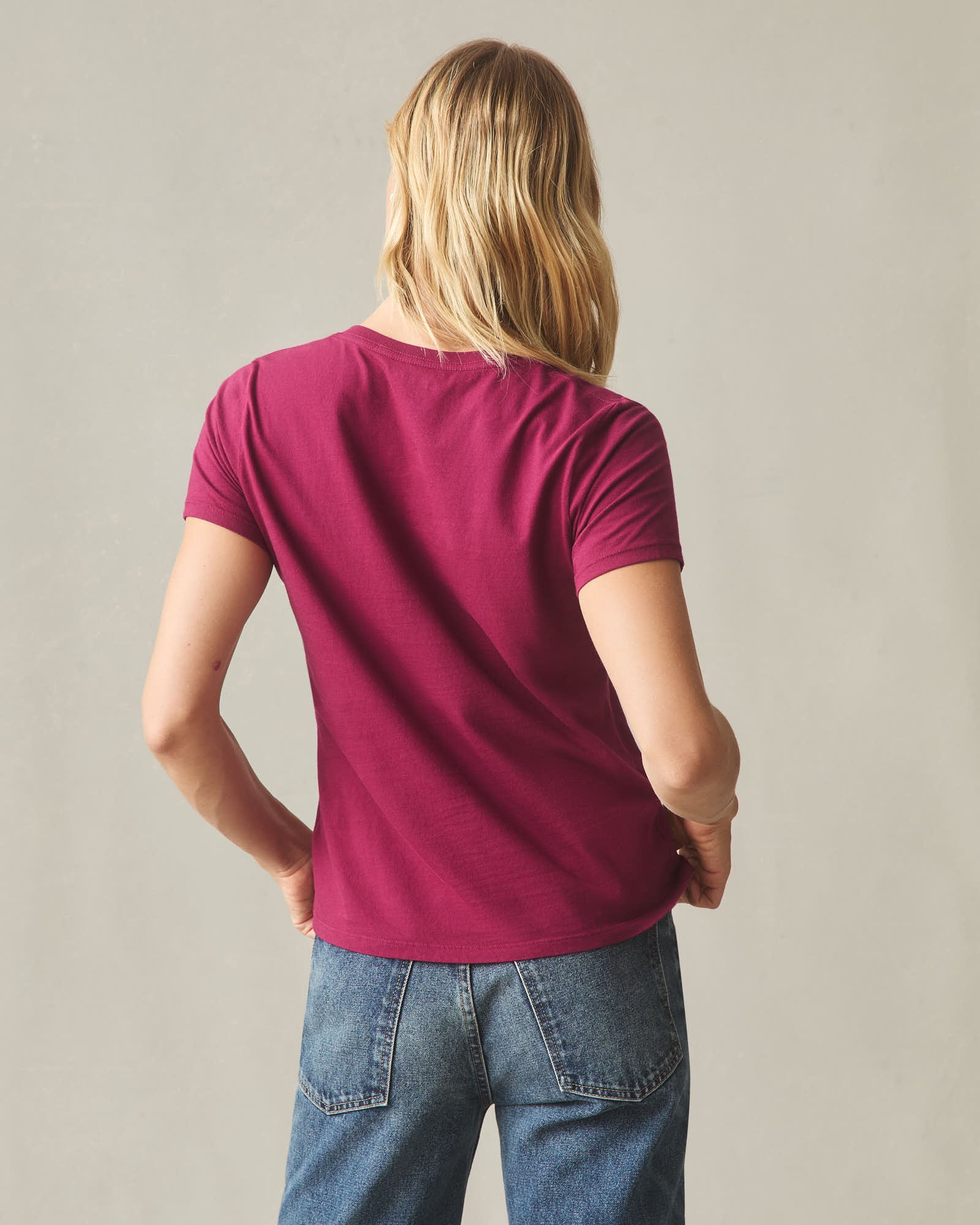 Women's Classic Cotton V-Neck Tee - Beet Red - Image 4