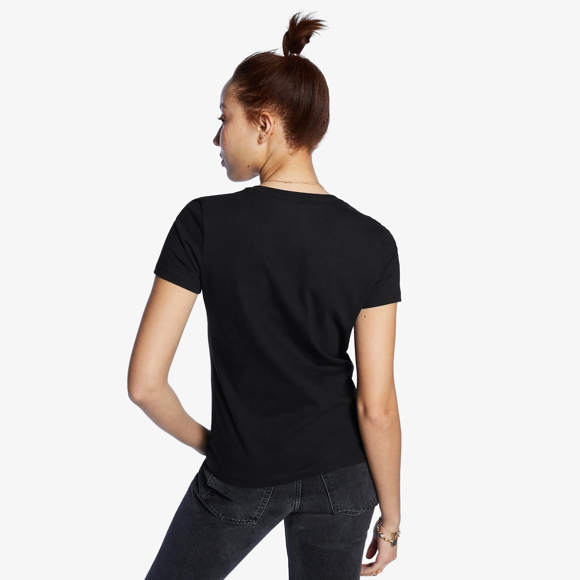 Women's Classic Cotton V-Neck Tee - Black - Image 2