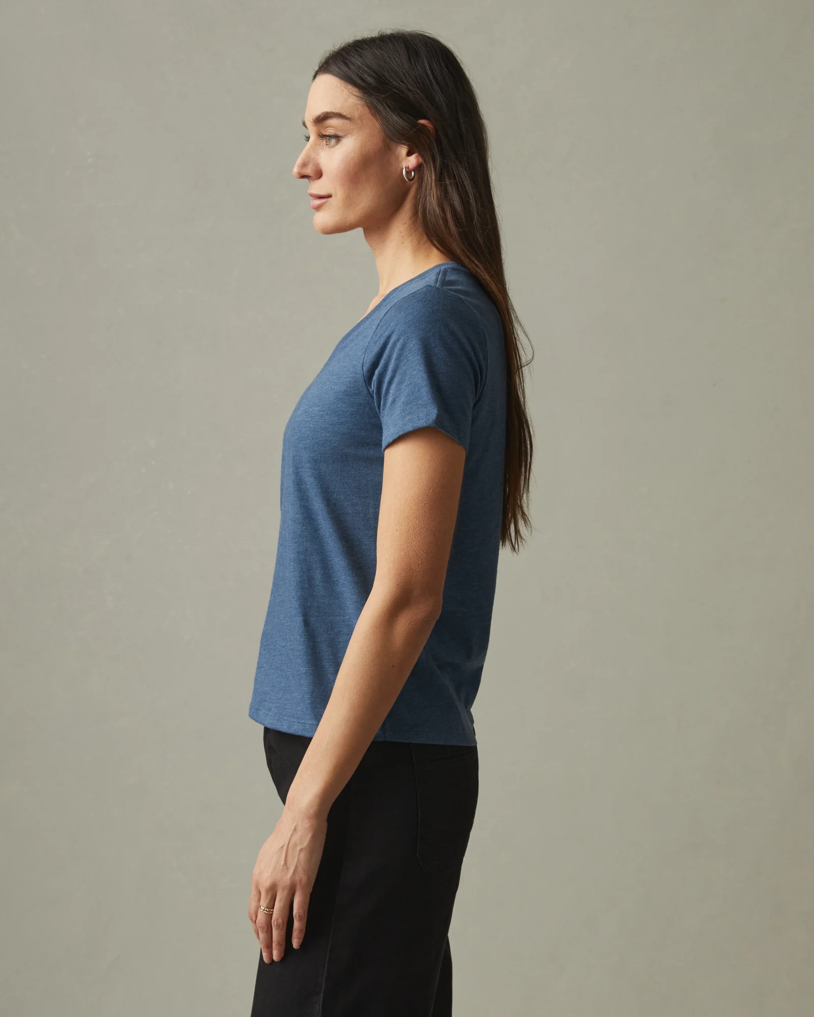 Women's Classic Cotton V-Neck Tee - Blue Storm Heather - Image 2
