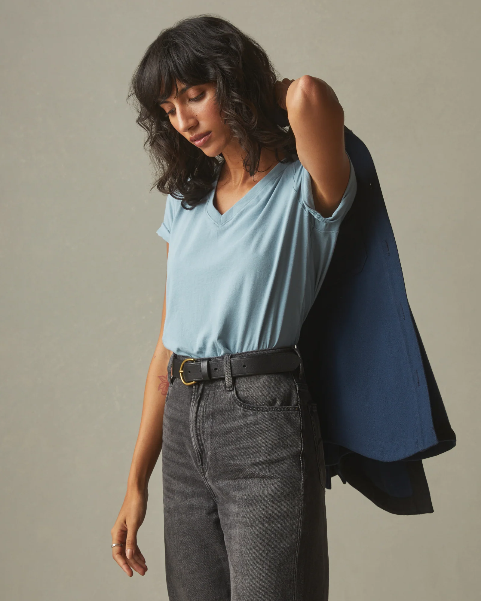 Women's Classic Cotton V-Neck Tee - Blue Stream - Image 4