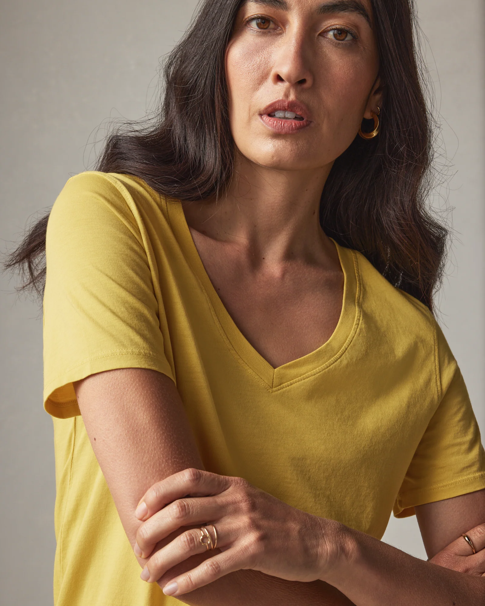 Women's Classic Cotton V-Neck Tee - Flaxen - Image 4