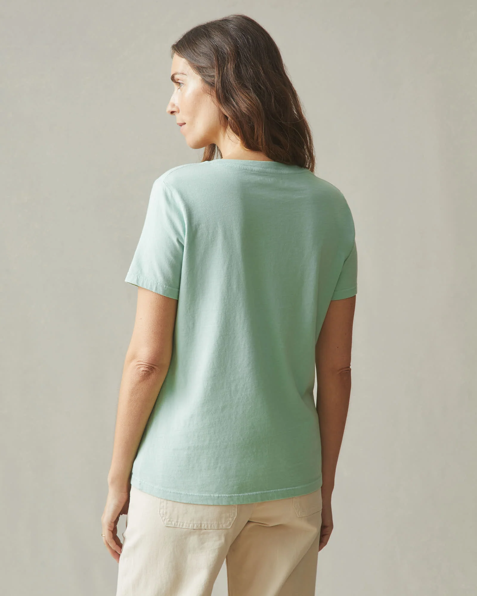 Women's Classic Cotton V-Neck Tee - Grayed Jade - Image 4