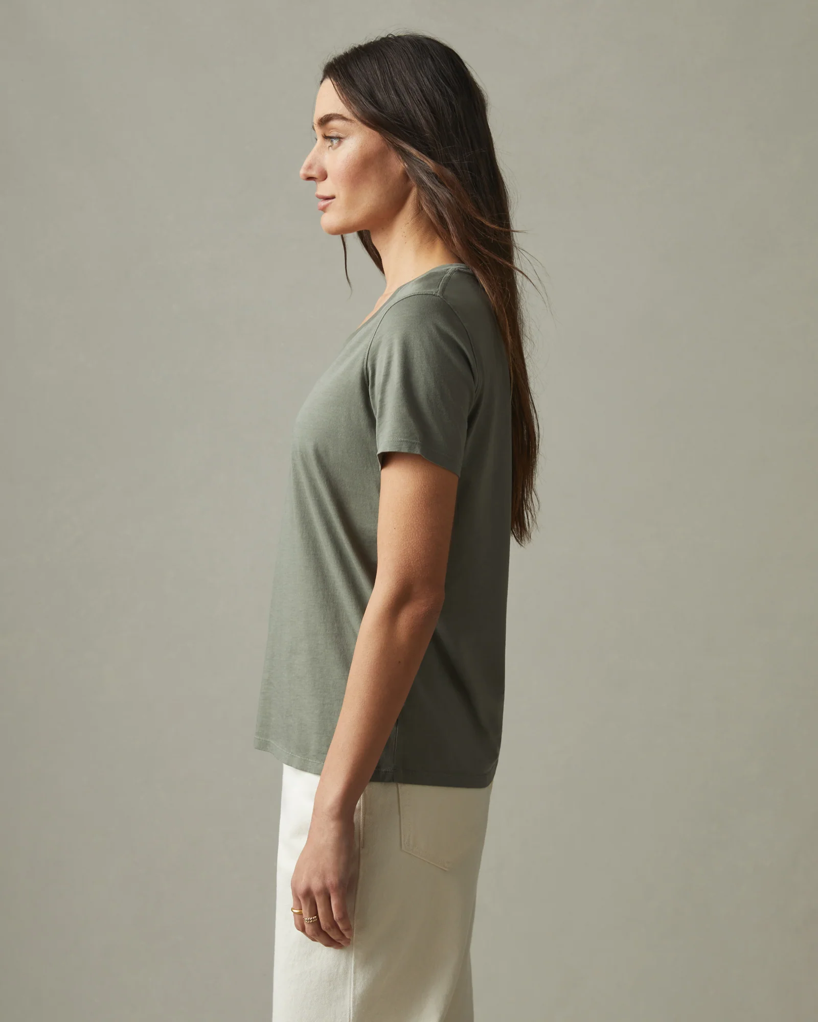 Women's Classic Cotton V-Neck Tee - Mulled Basil - Image 2