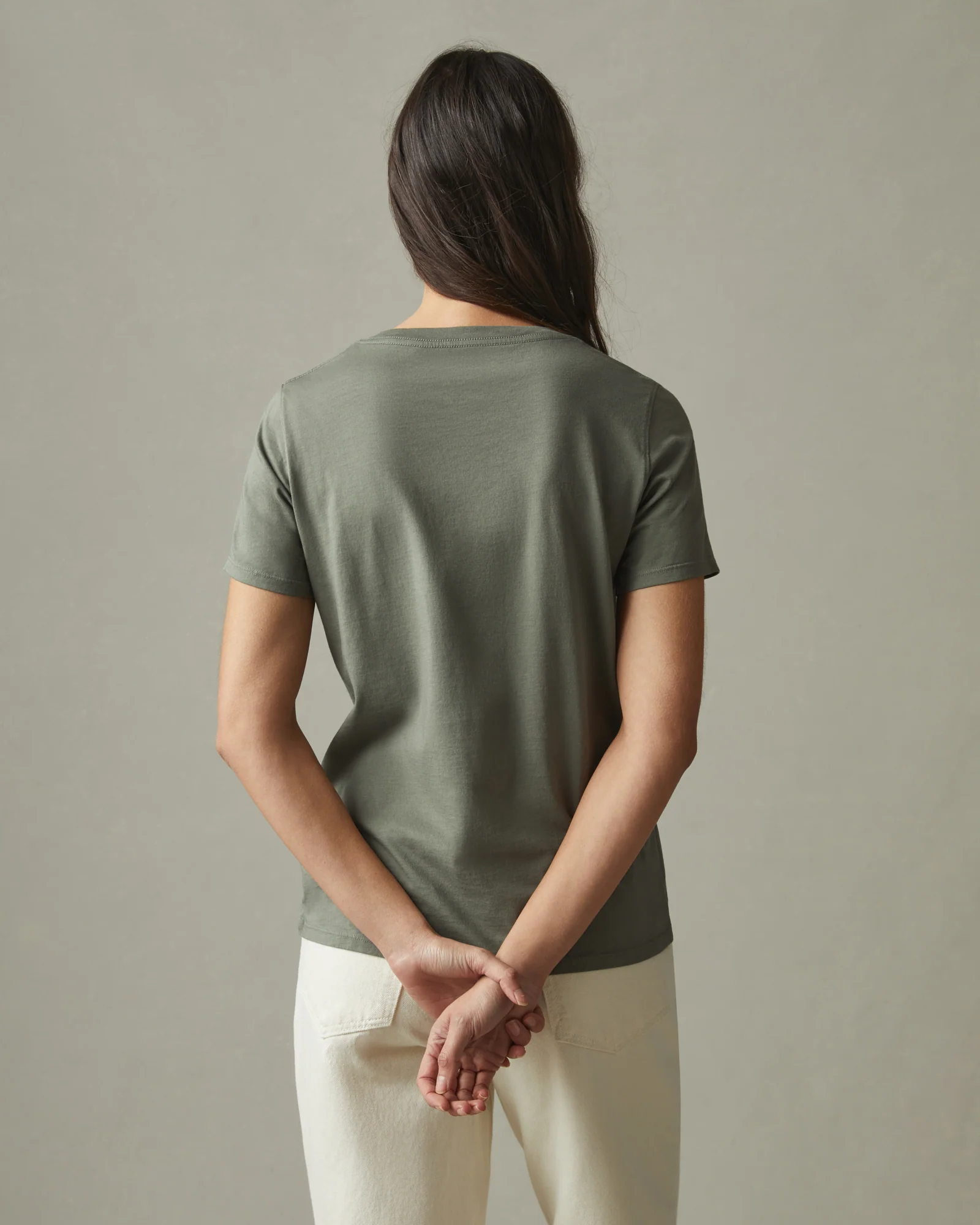 Women's Classic Cotton V-Neck Tee - Mulled Basil - Image 3